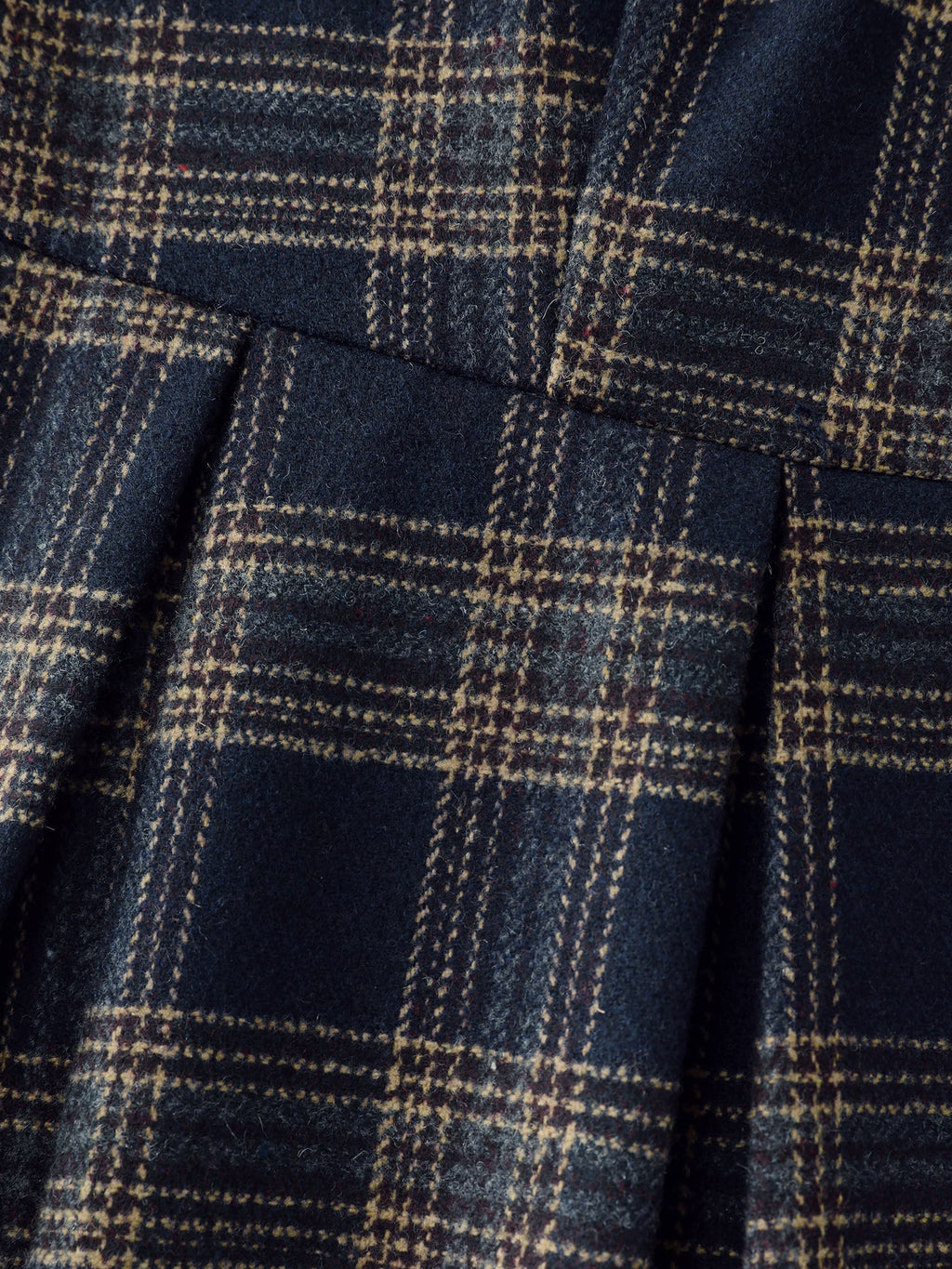 Checkered Pleated Pocket Midi Dress