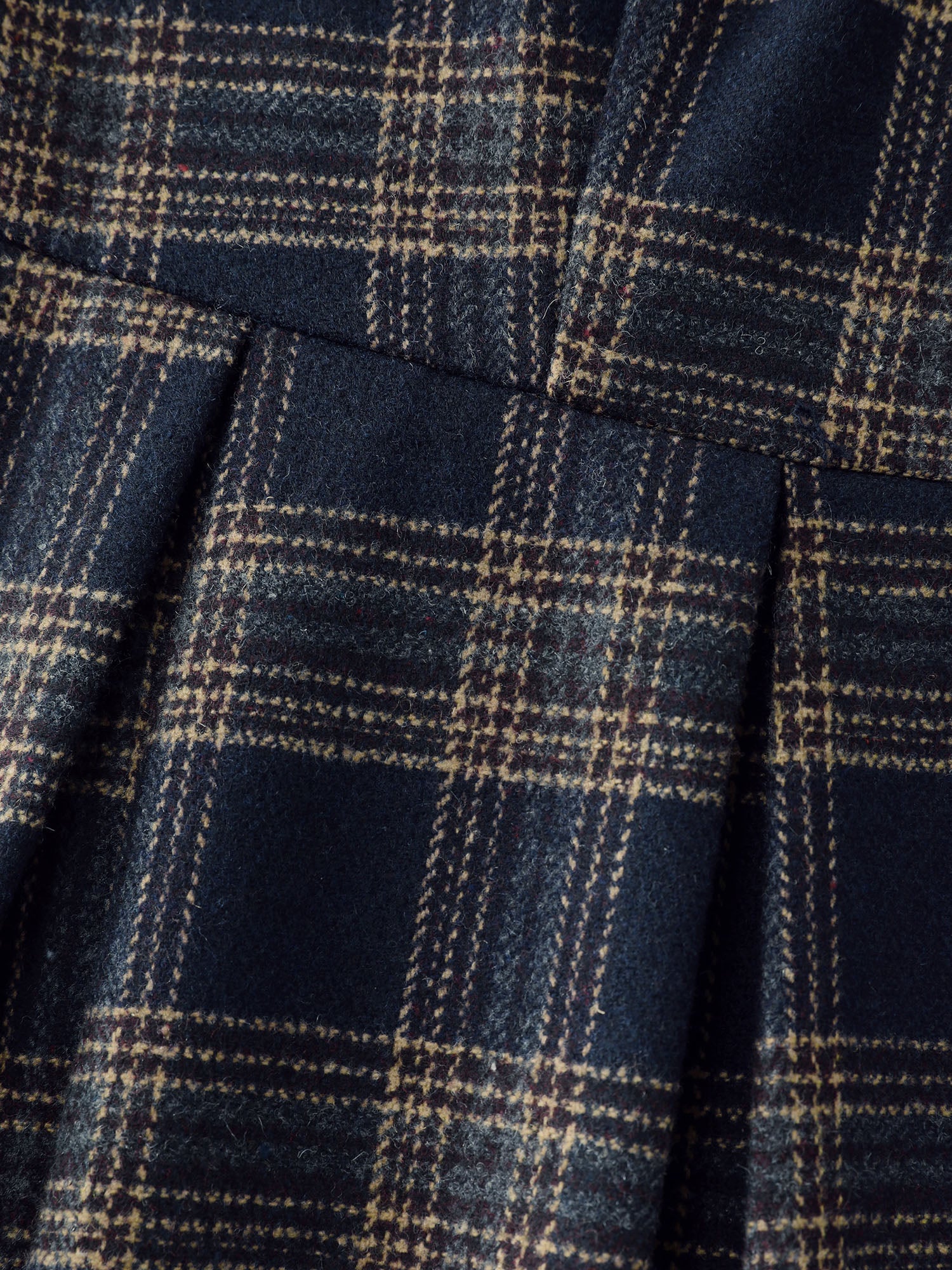 Checkered Pleated Pocket Midi Dress