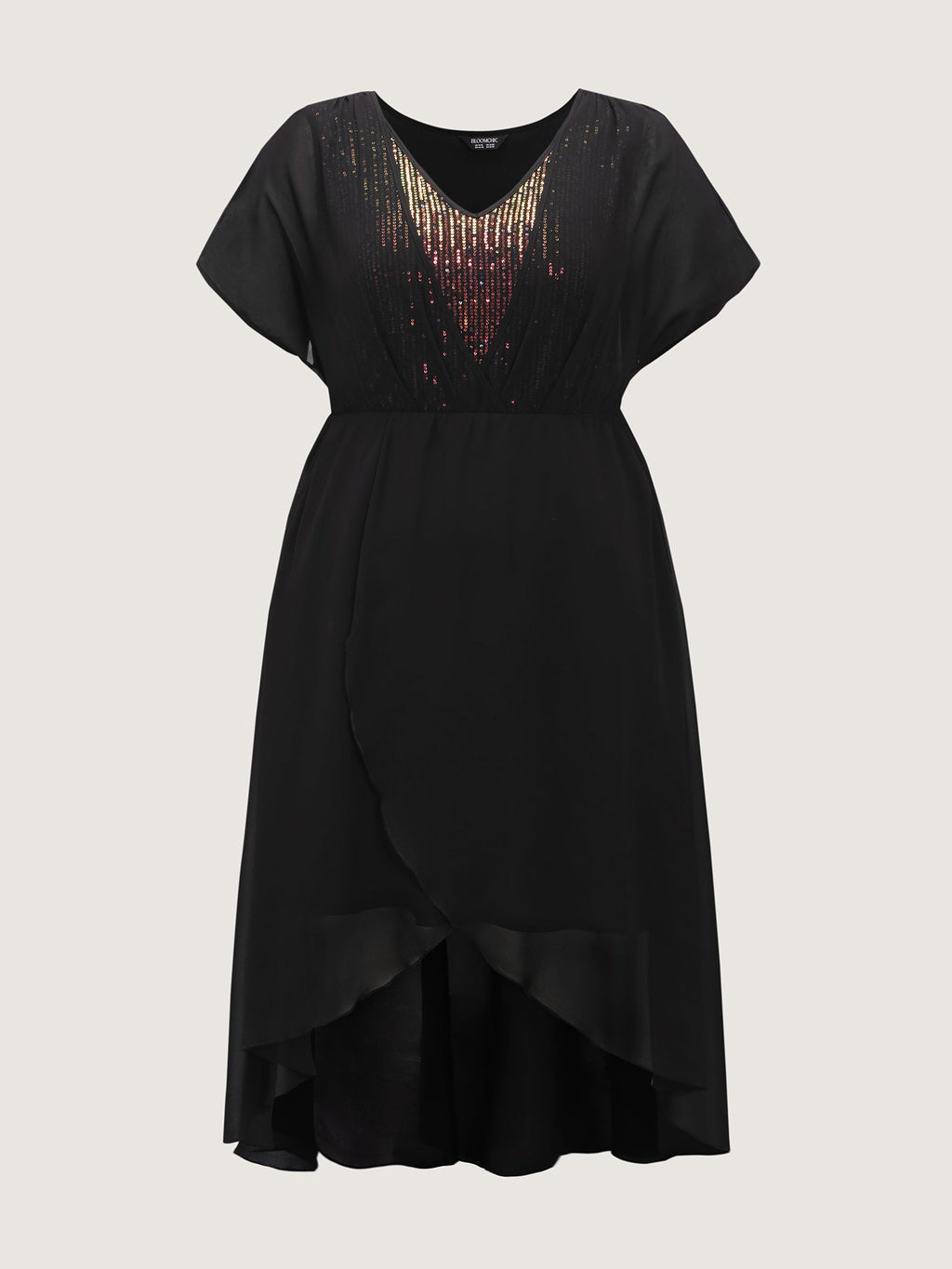 2-in-1 Sheer Sparkly Wrap Midi Dress