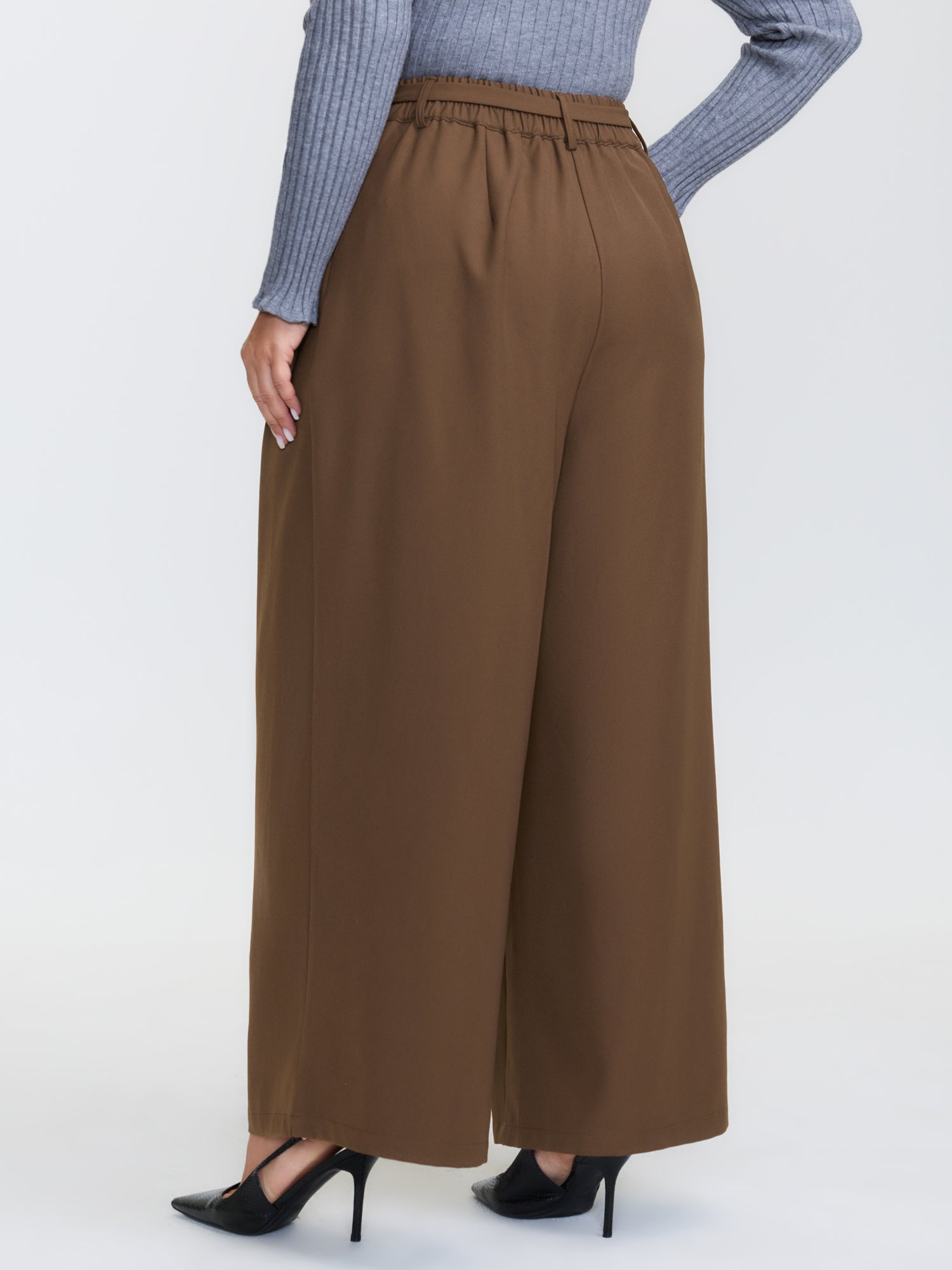 Belted Side Pleated Adjustable Pants