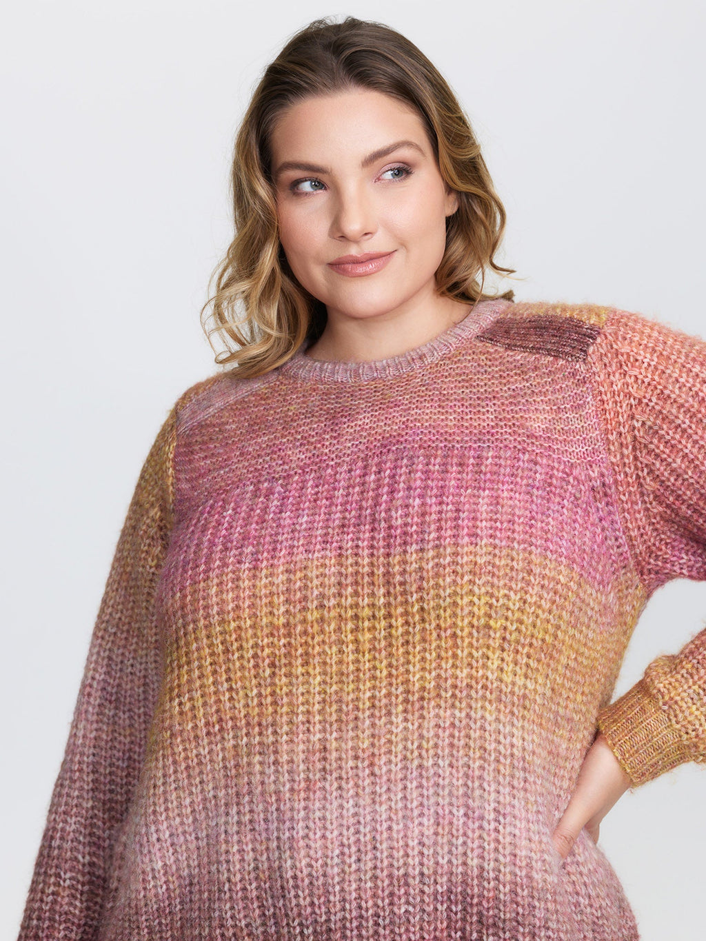 Color Gradient Textured Stretchy Pullover