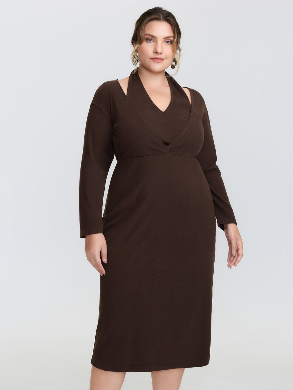 2-in-1 Cozy Figure-Hugging Midi Dress