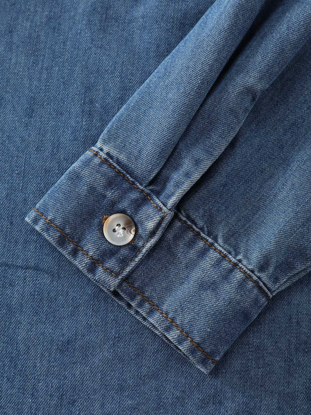 Button-Down Curvy Hem Denim Top