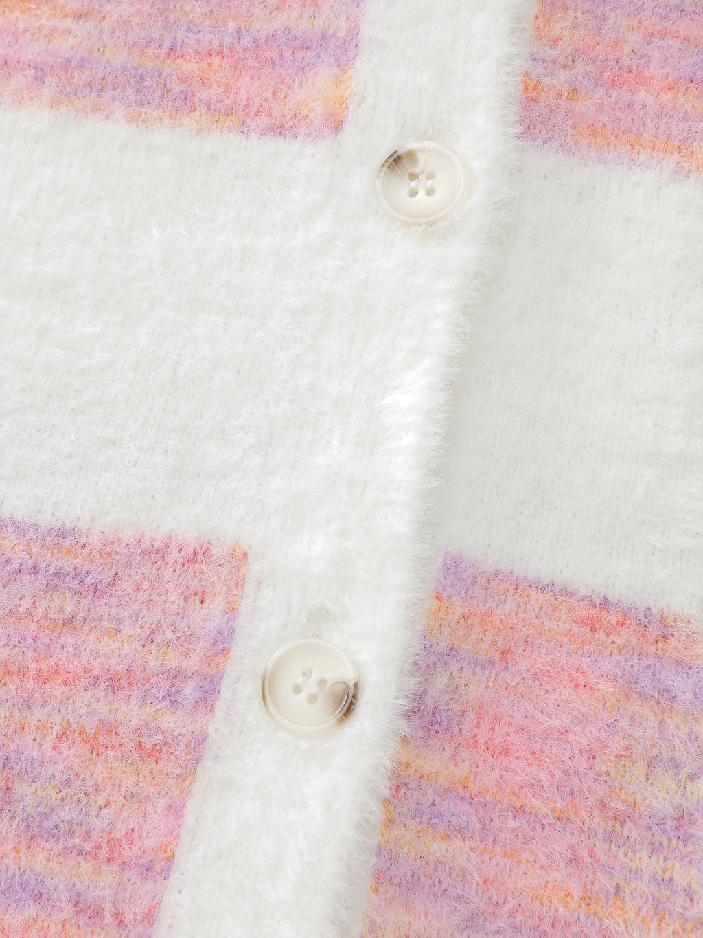 Color Stripes Furry Textured Knit Cardigan