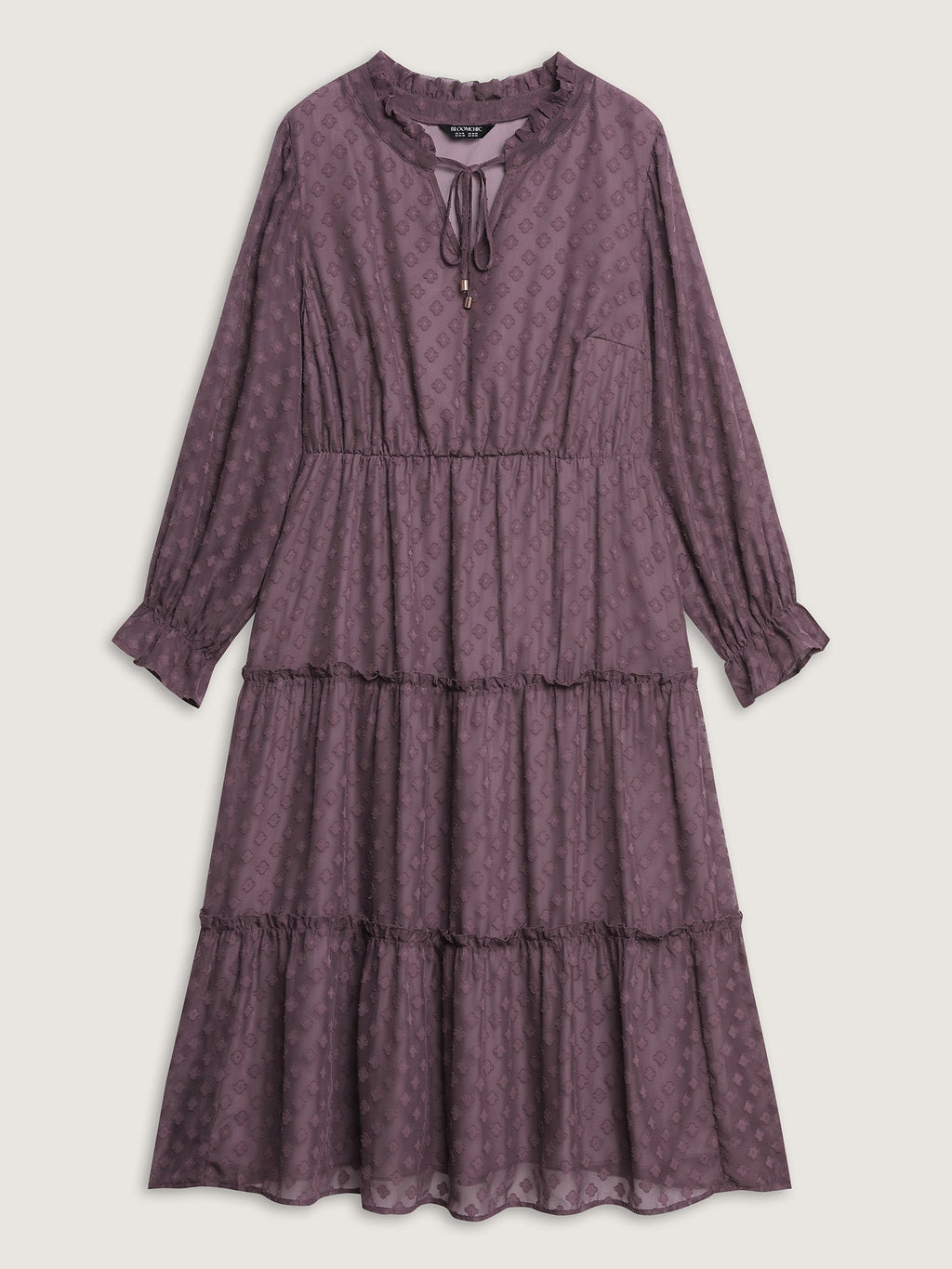 Chiffon Textured Tiered Ruffled Midi Dress