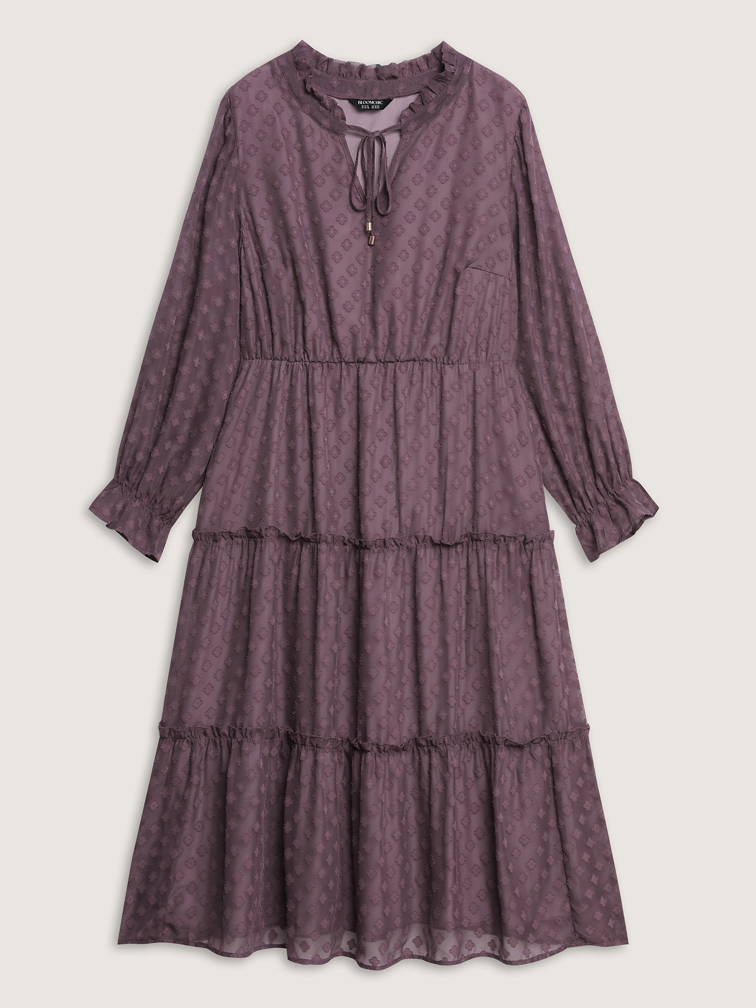 Chiffon Textured Tiered Ruffled Midi Dress