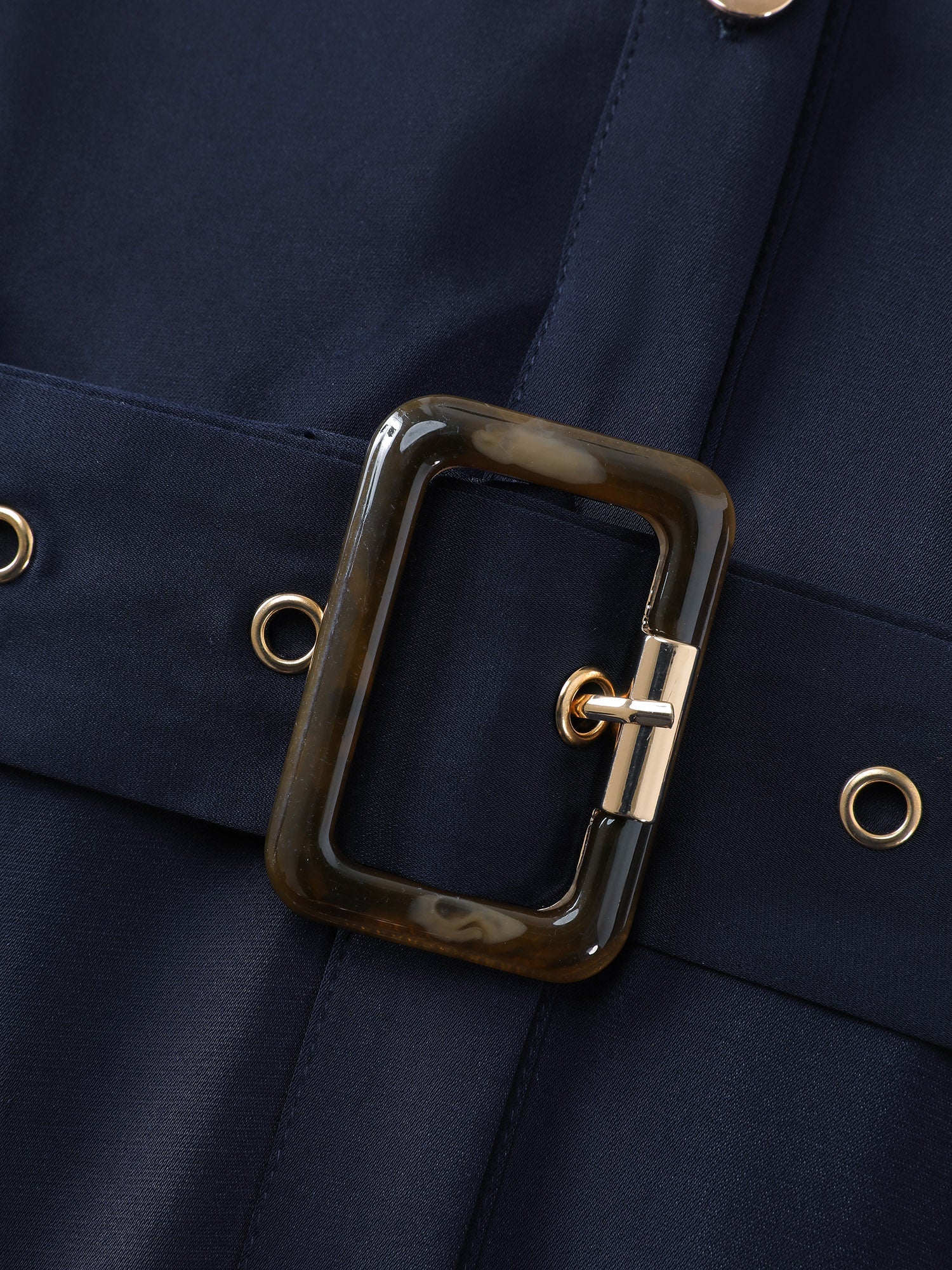 Belted Waist Solid Midi Shirt Dress