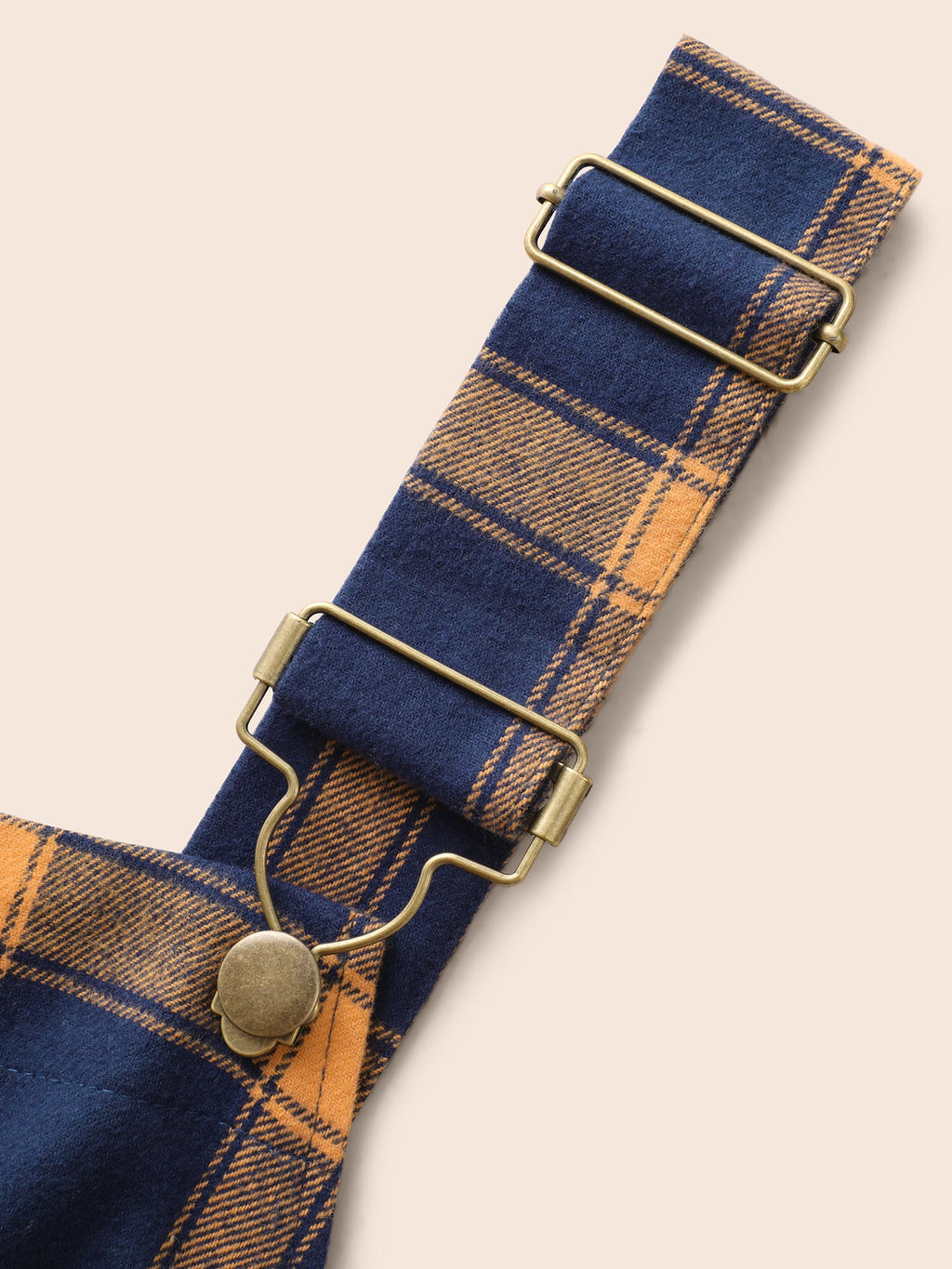 Contrast Plaid Pocket Overall Dress