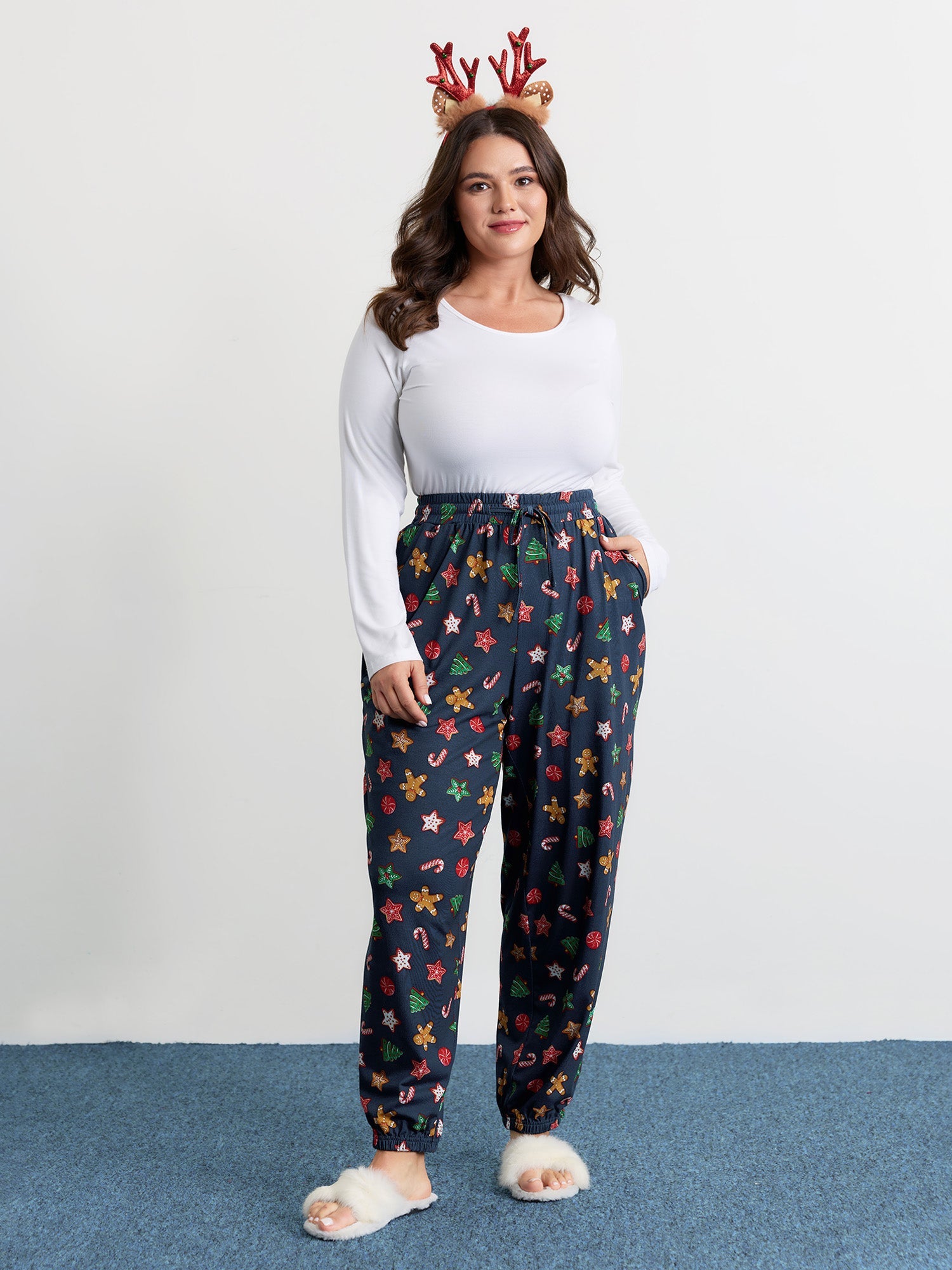 Colorful Holiday Print Pants