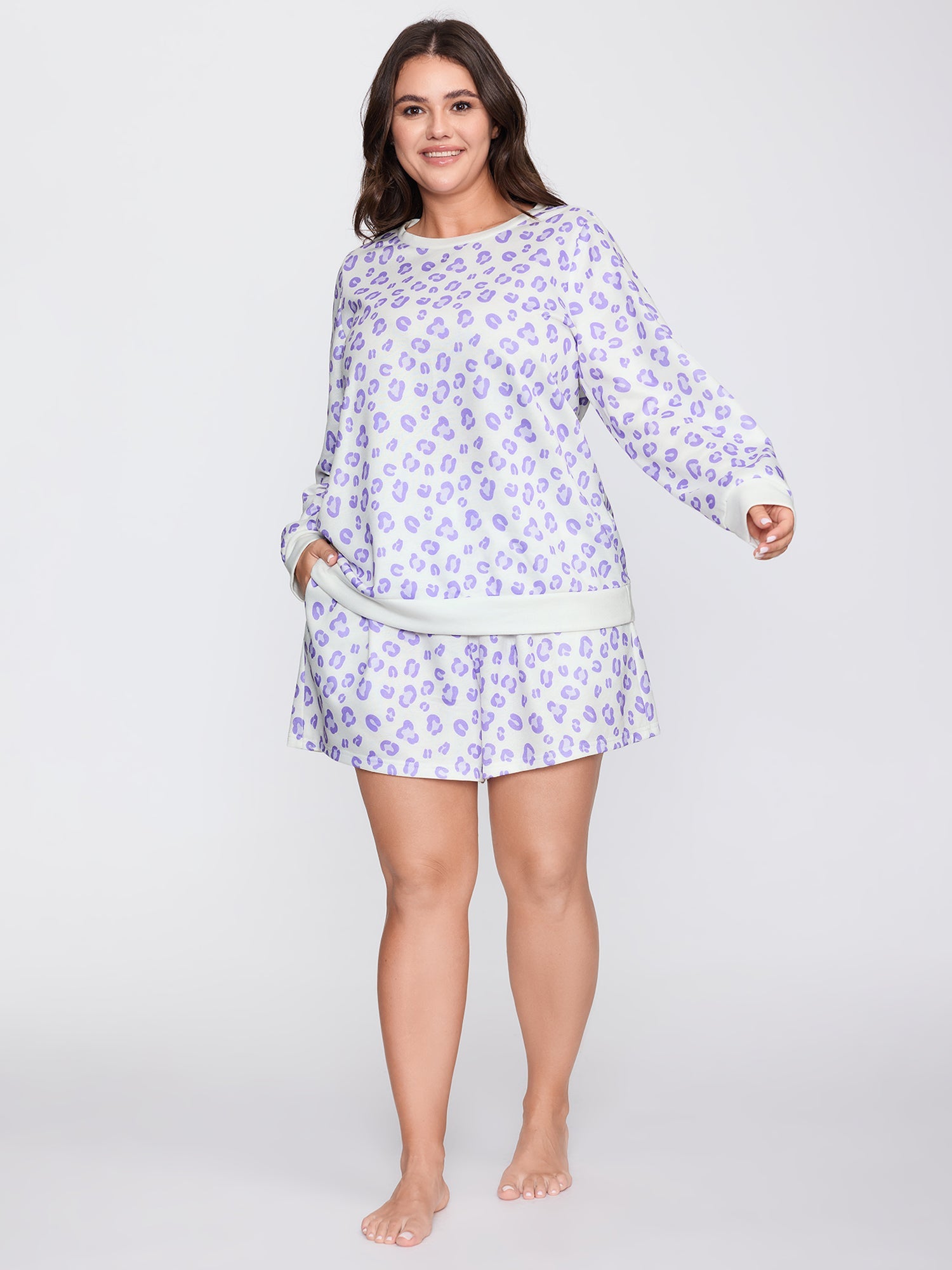 Cozy Leopard Print Contrast Loungewear Set