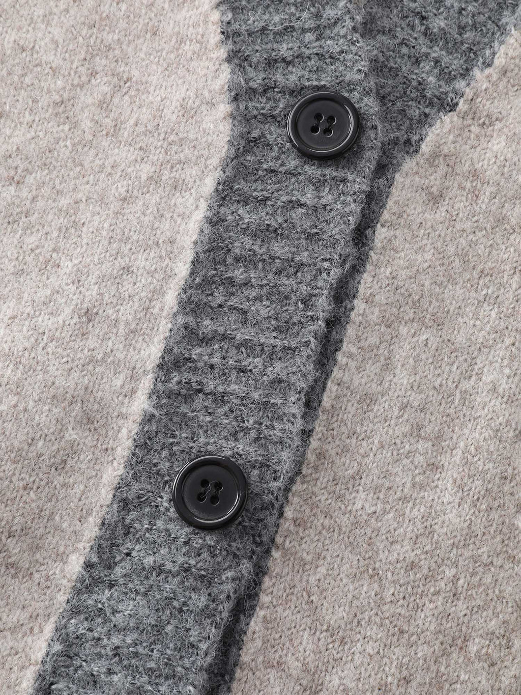 Color Contrast Buttons Pockets Knit Cardigan