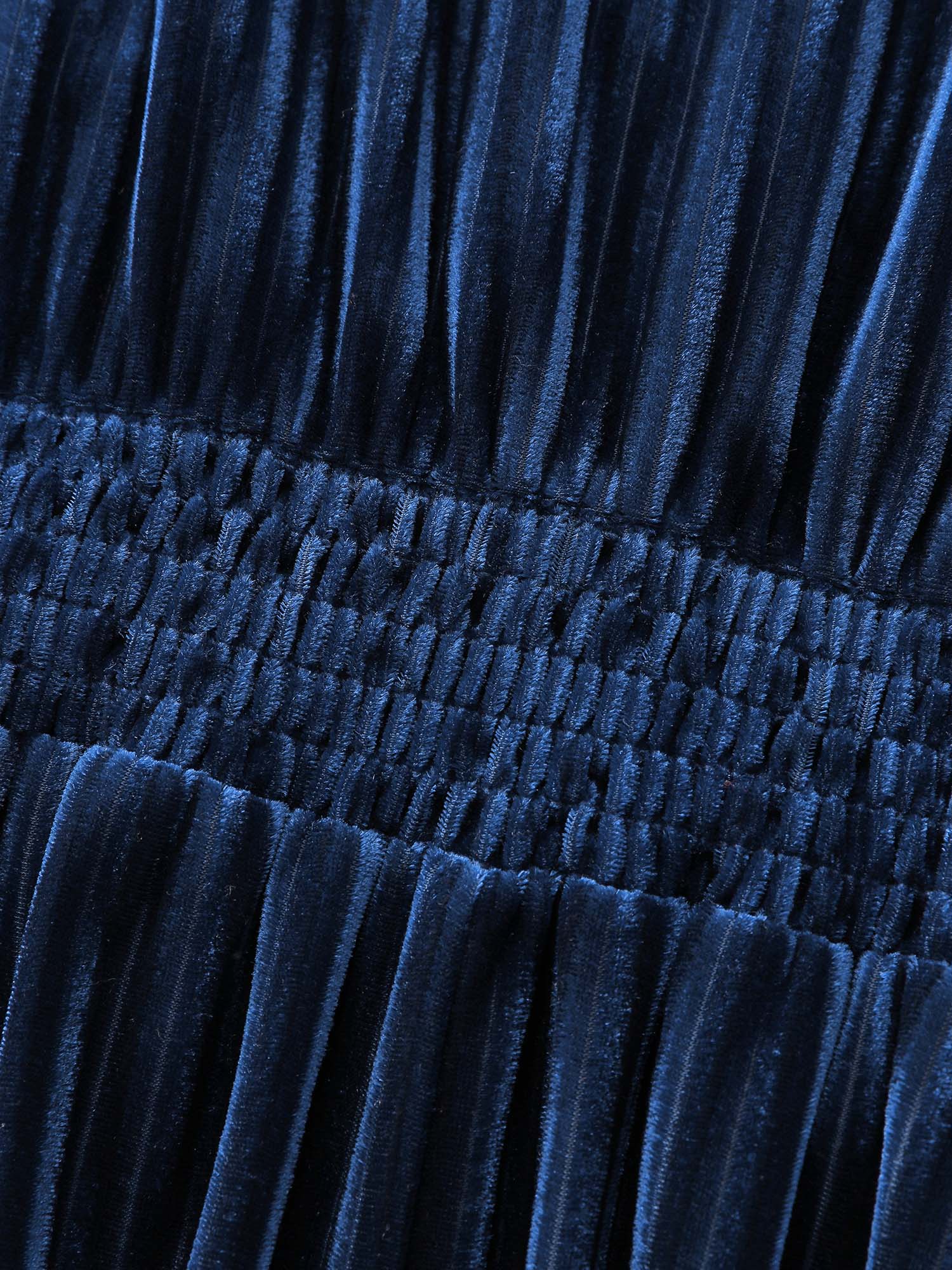 Starry Moon Embroidery Shirred Maxi Dress