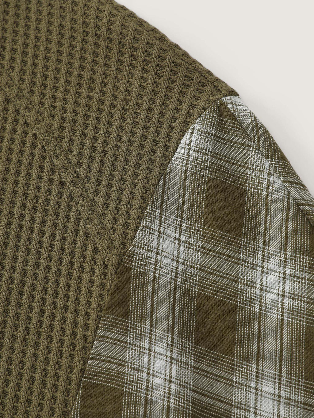 Checkered Spliced Textured Hoodie