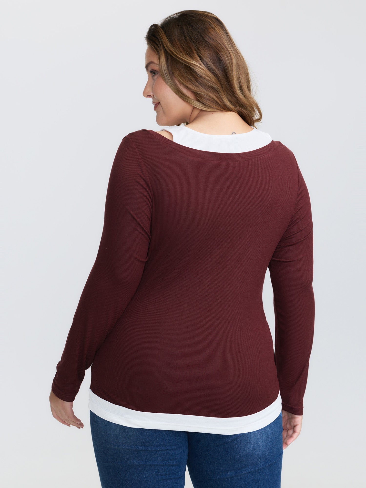 Color Contrast Buttons Fitted T-Shirt