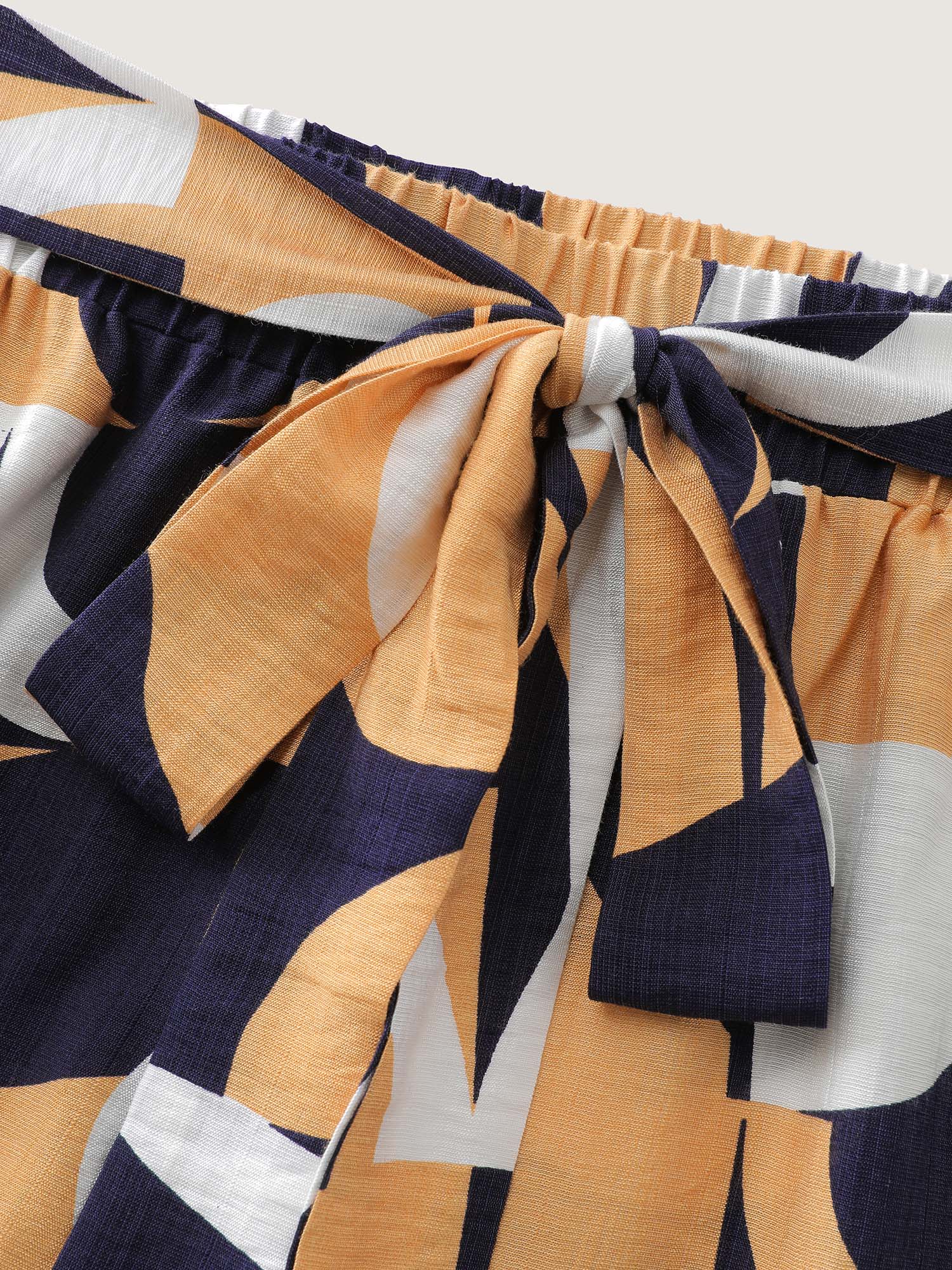 Abstract Print Belted Wide-Leg Pants