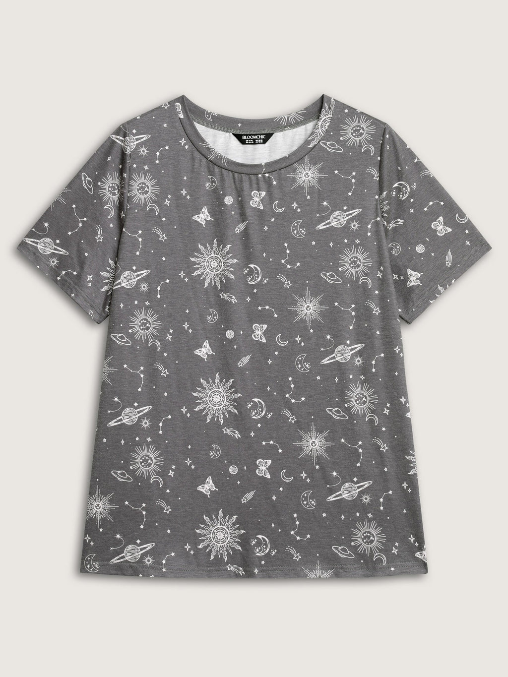 Celestial Print Crew Neck T-Shirt