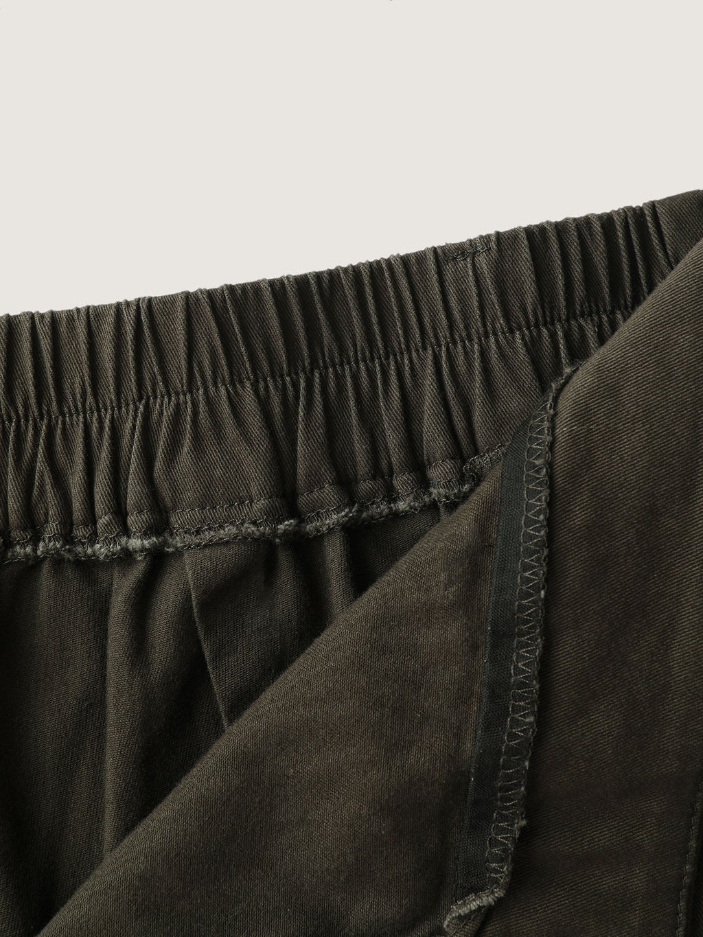 Cotton Stretchy Waist Pockets Straight Leg Pants