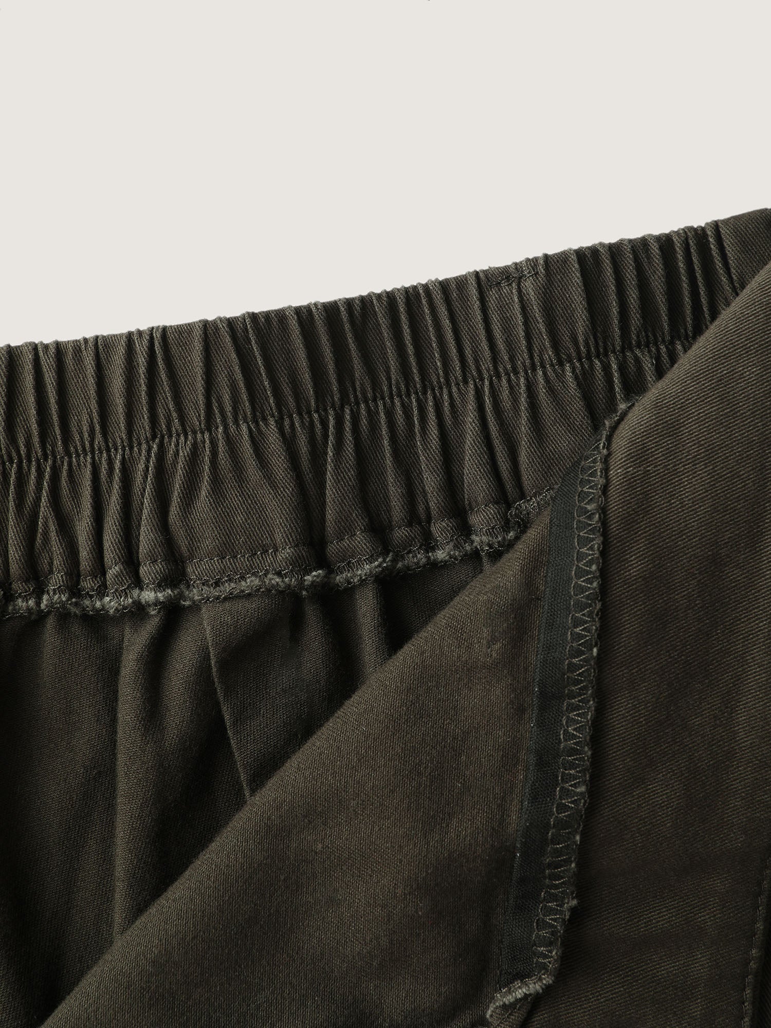 Cotton Stretchy Waist Pockets Straight Leg Pants