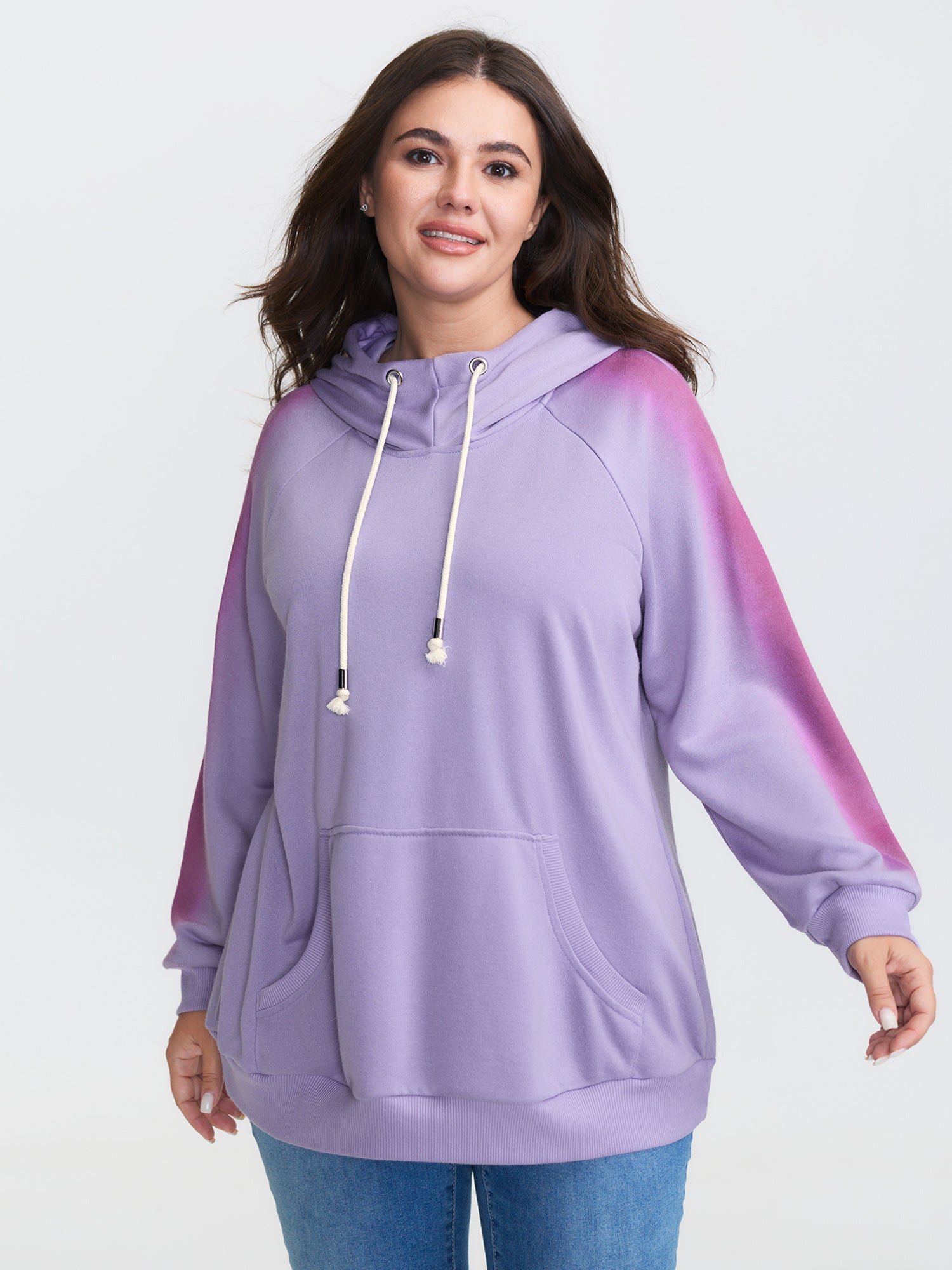 Color Contrast Drawstring Hoodie