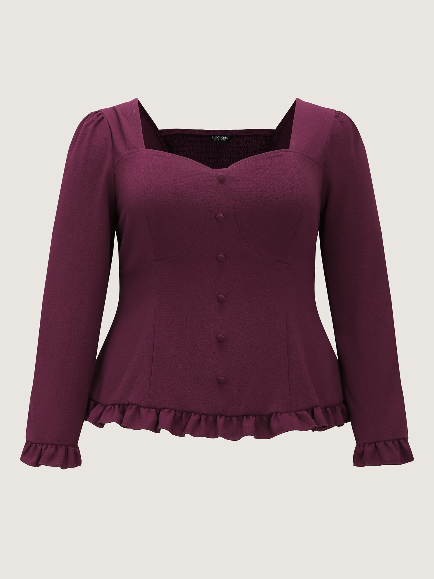 Back-Tie Sweetheart Neckline Ruffled Blouse