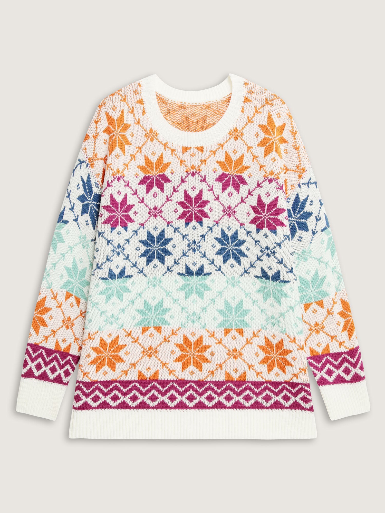 Color Gradient Snowflake Pattern Pullover