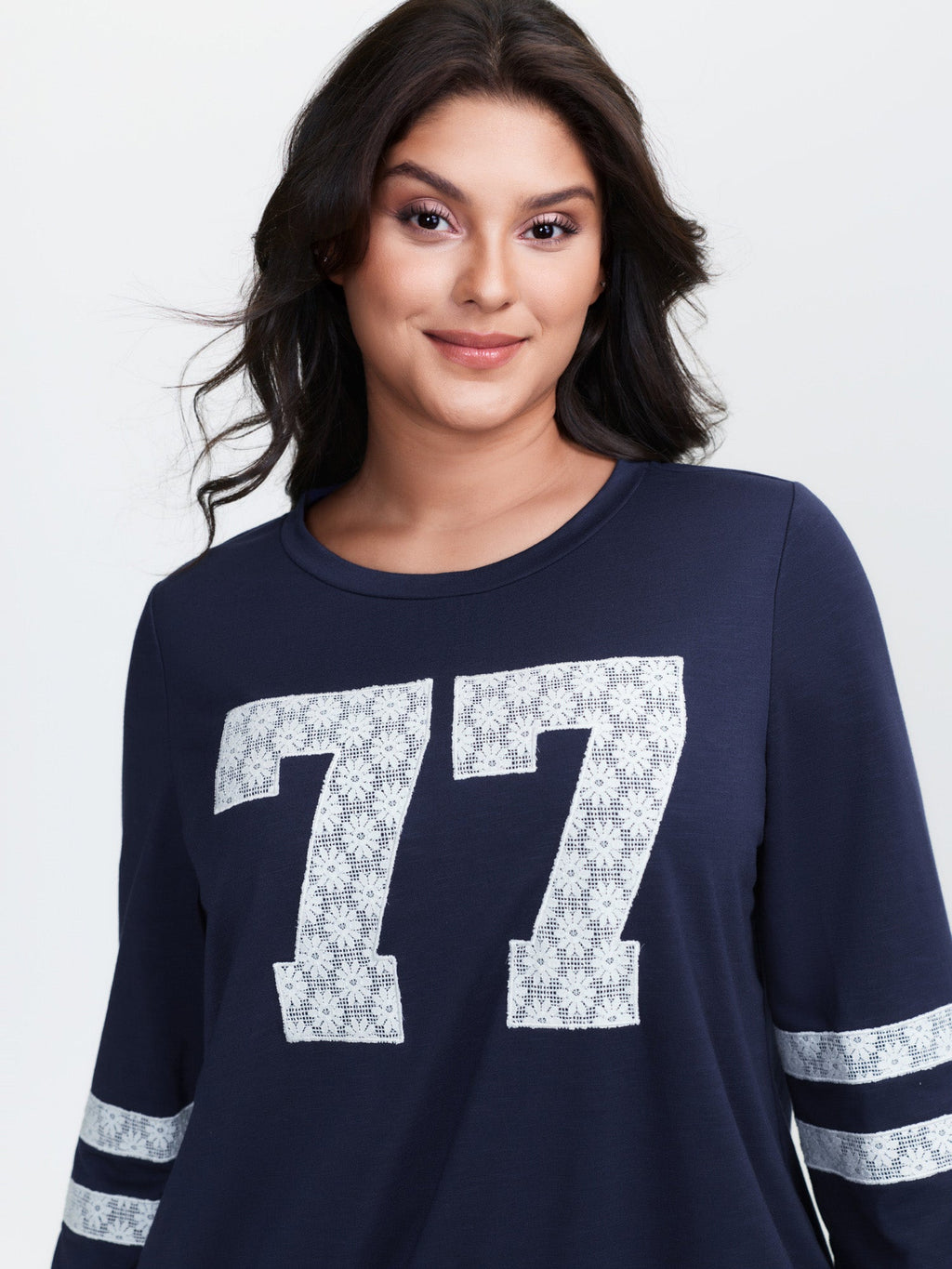 Applique Embroidery Stretchy Sweatshirt