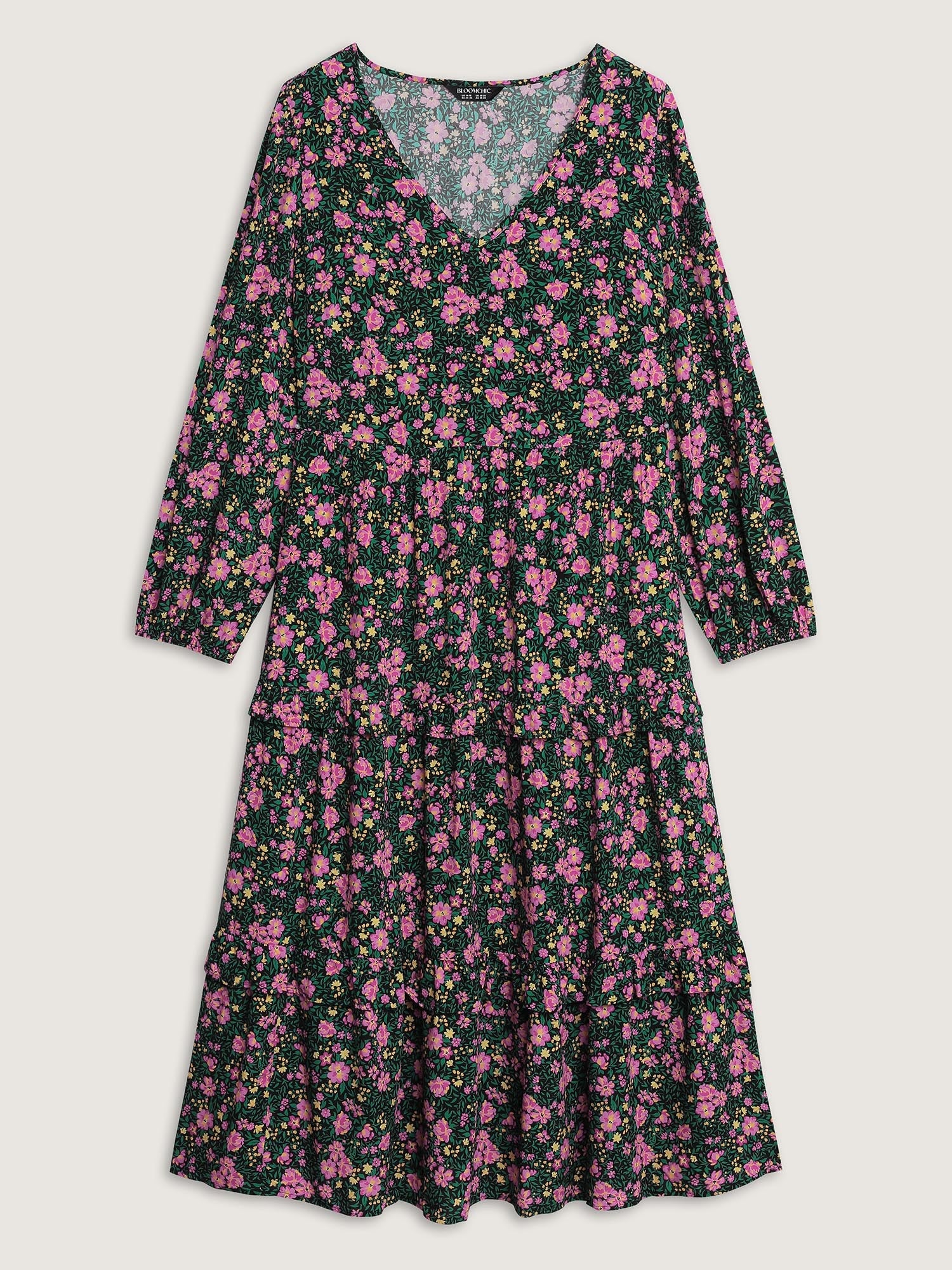 Floral Print Ruffled Tiered Maxi Dress