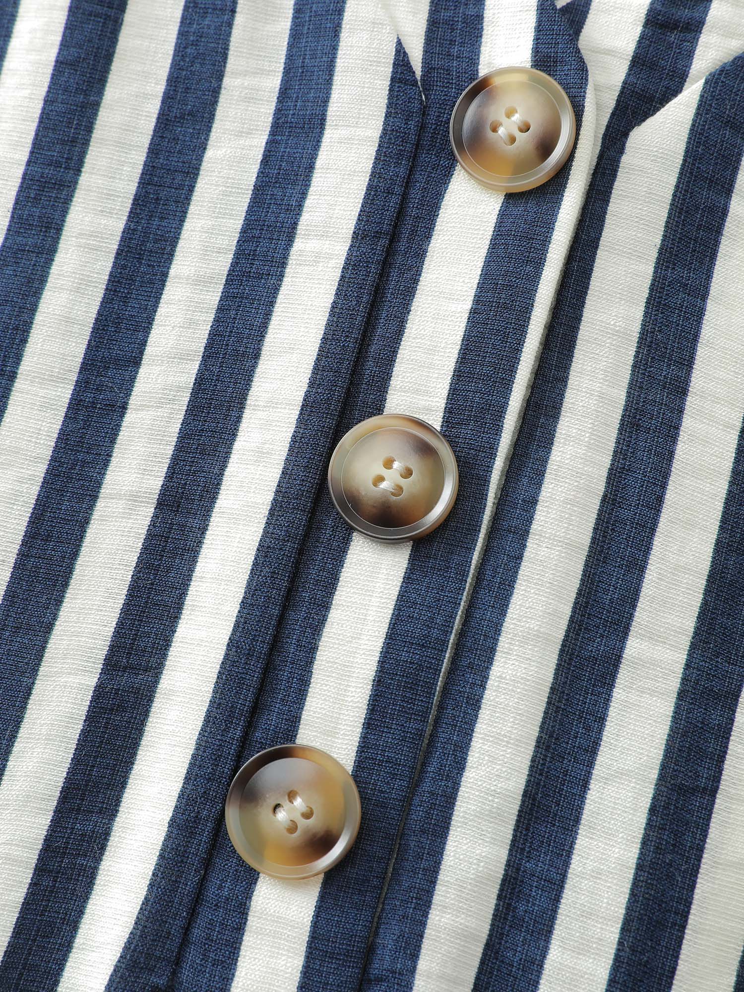 Rayon Stripe Pockets Drawstring Midi Dress