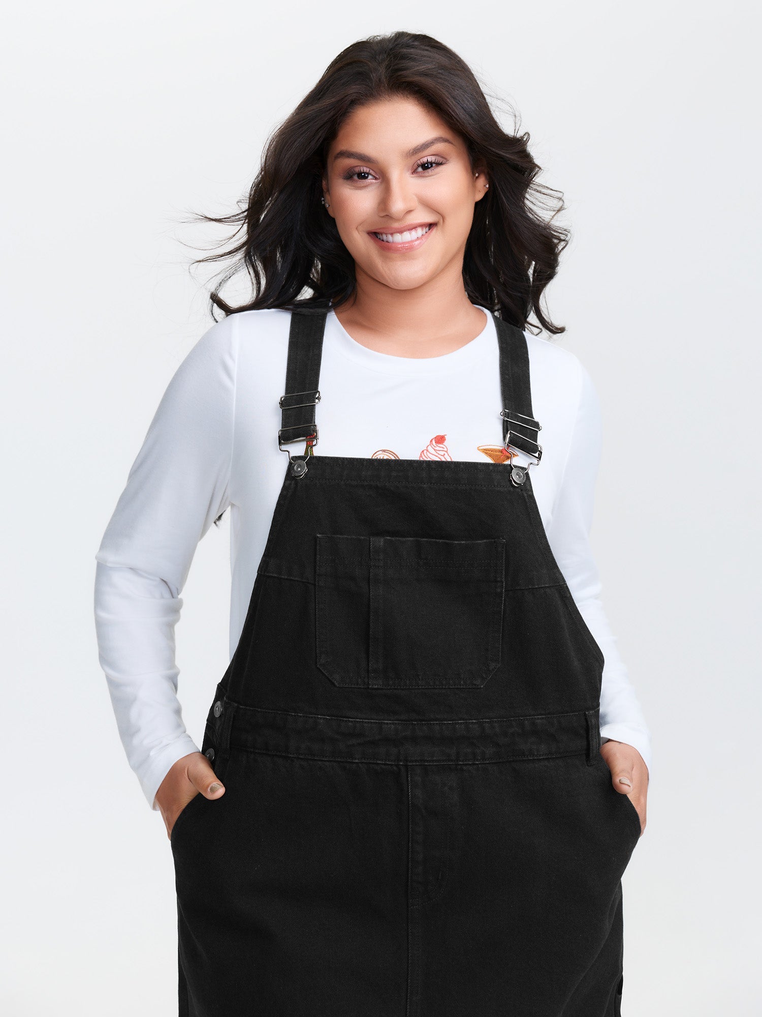 Cotton Overall Adjustable Straps Denim Dress