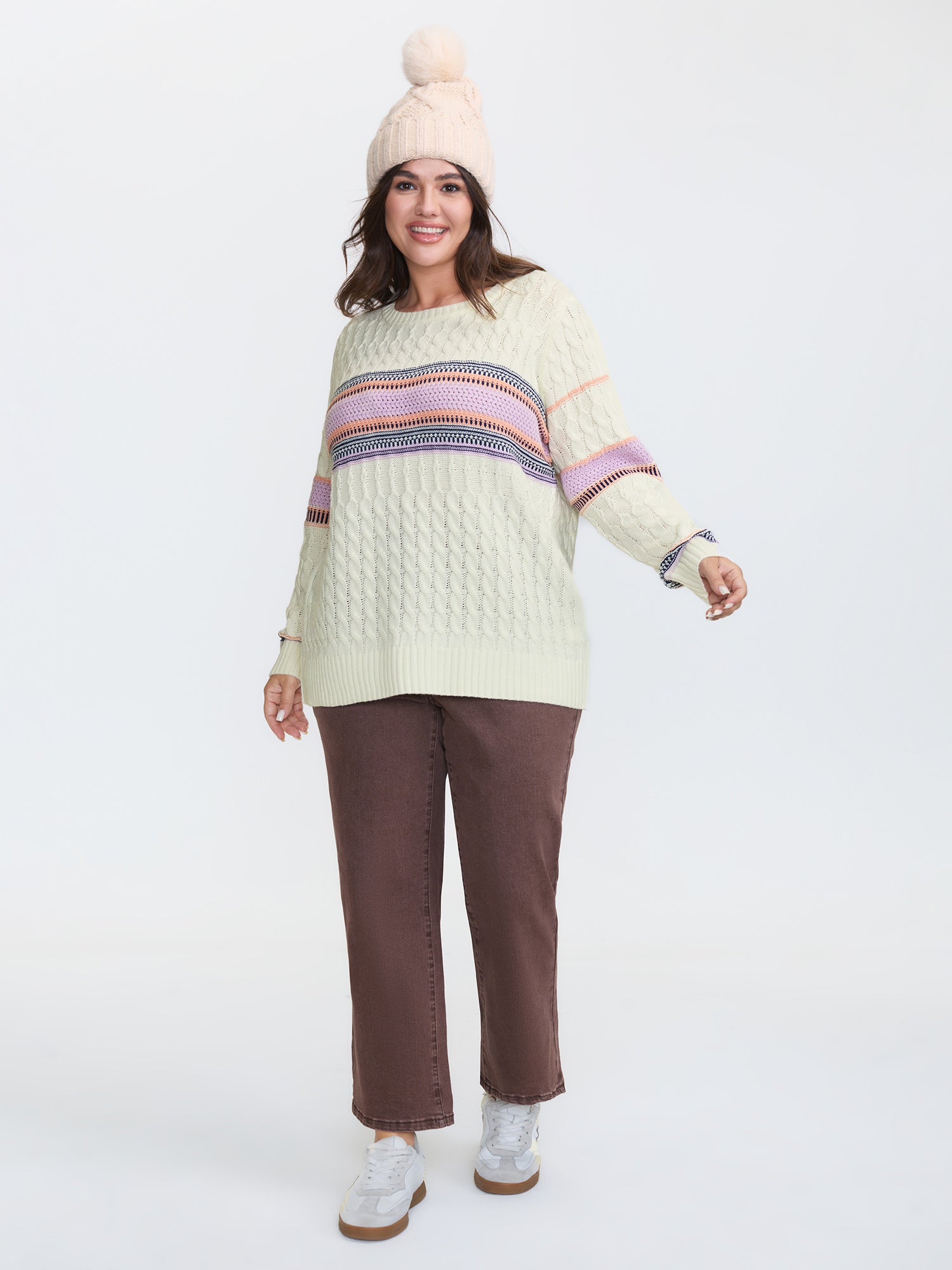 Boho Pattern Jacquard Pullover
