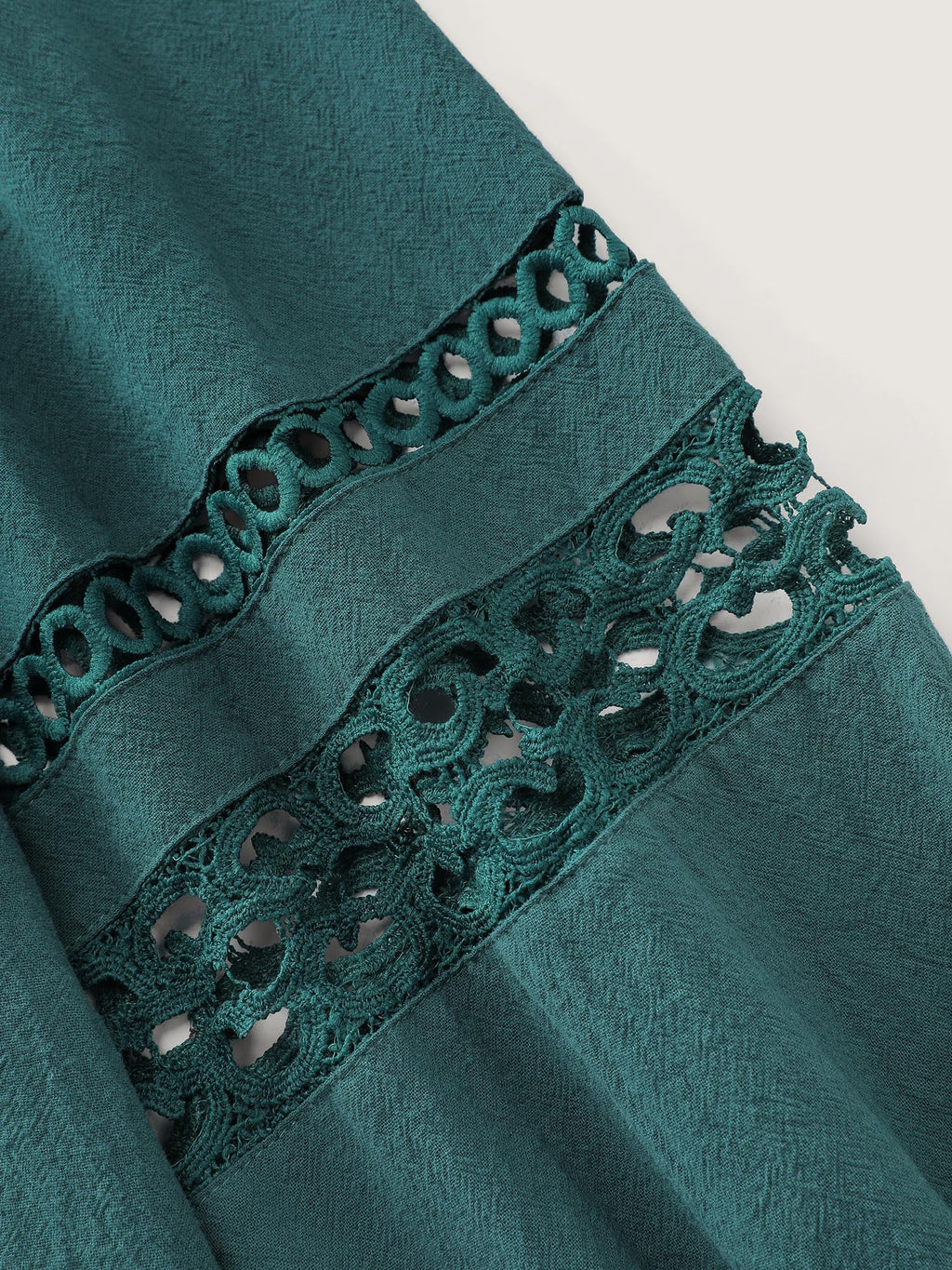 Cotton Lace Trim Button Placket Blouse