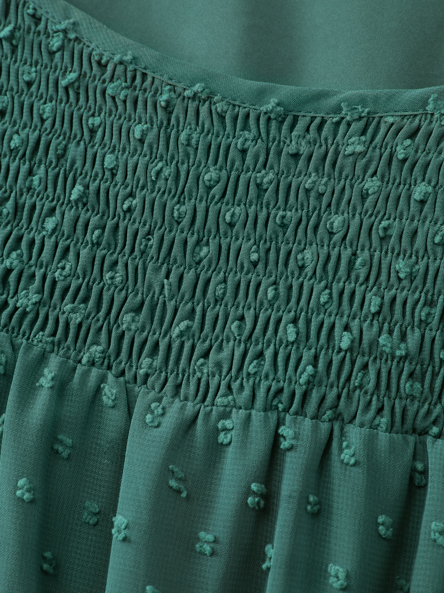 Chiffon Textured Shirred Ruffled Midi Dress