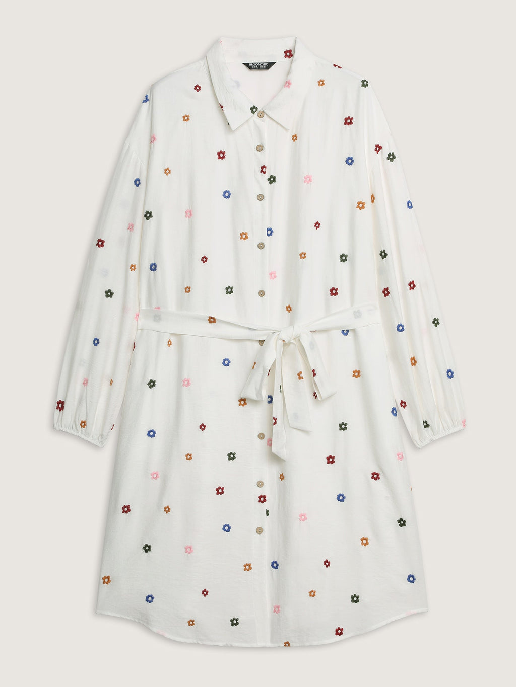 Colorful Floral Embroidery Pockets Midi Dress