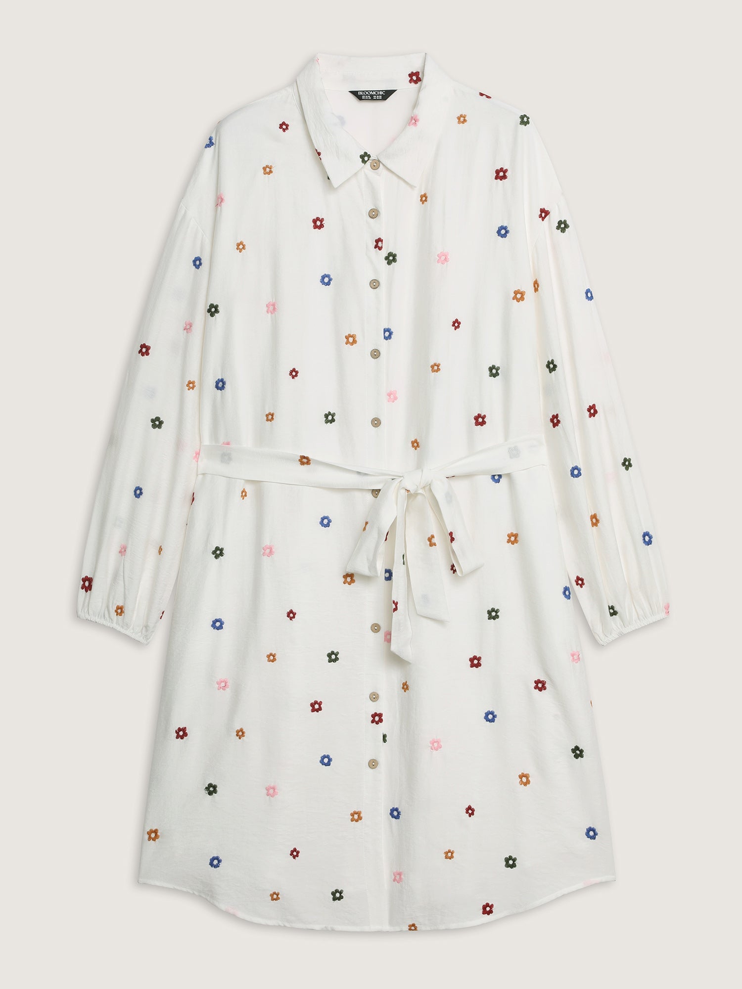 Colorful Floral Embroidery Pockets Midi Dress