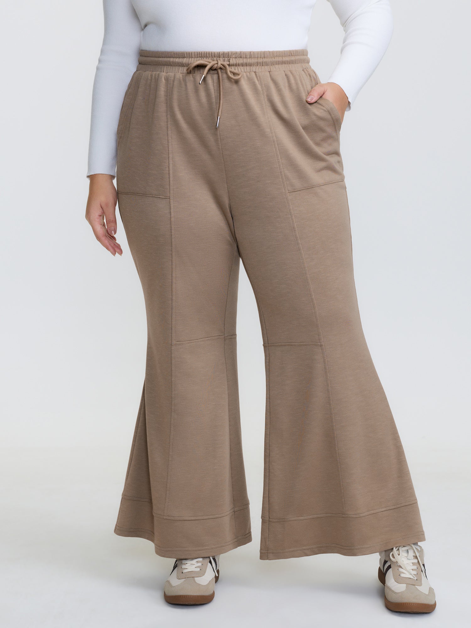 Drawstring Flared Hem Pants
