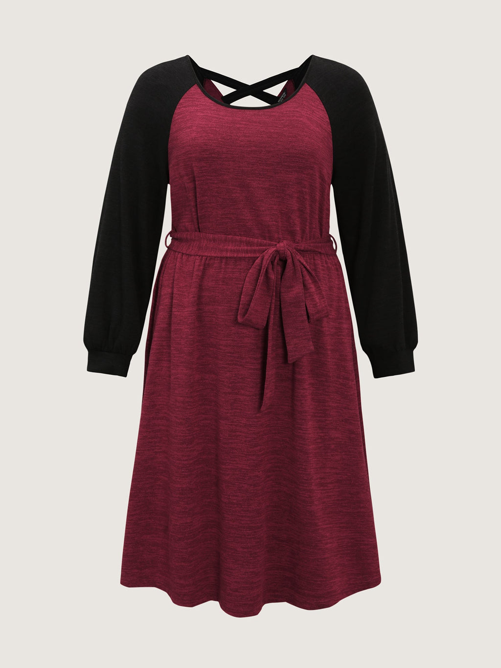 Color Contrast Back Cut-Out Stretchy Midi Dress