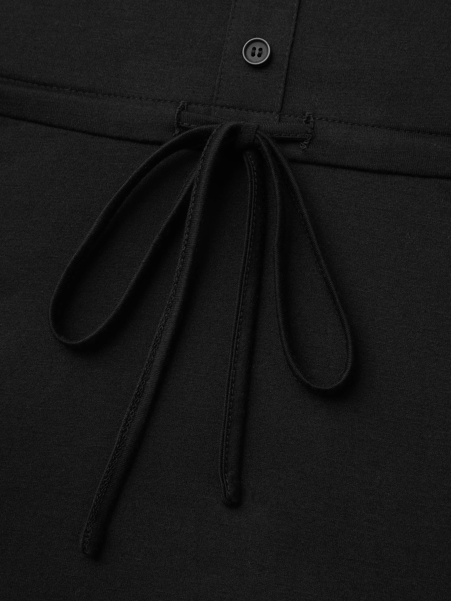 Adjustable Waist-Tie Asymmetrical Hem Plain Top