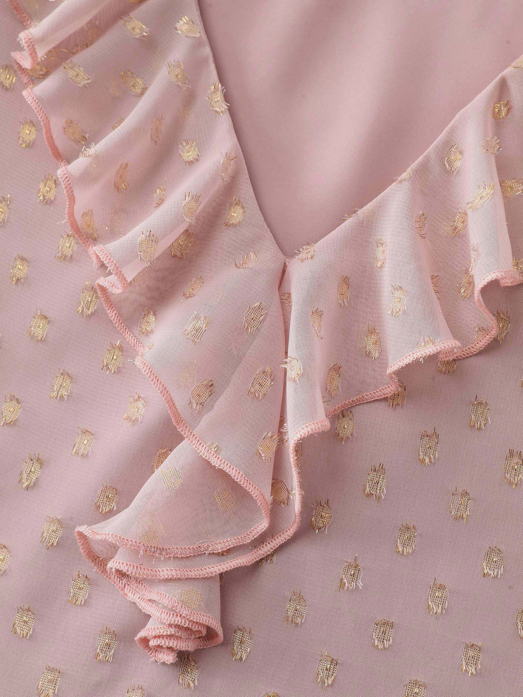 Chiffon Ruffled Neckline Layered Sleeve Blouse