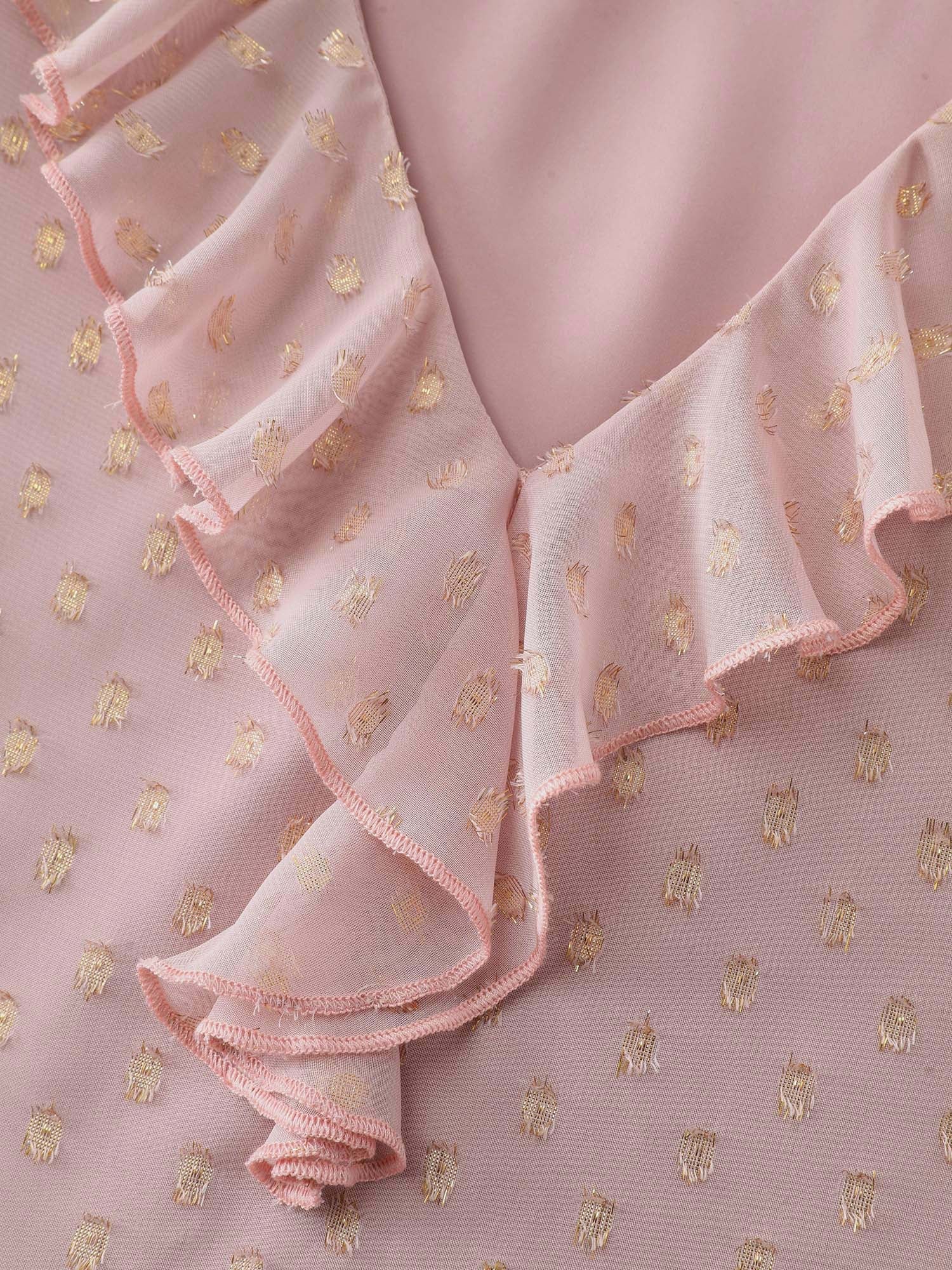 Chiffon Ruffled Neckline Layered Sleeve Blouse