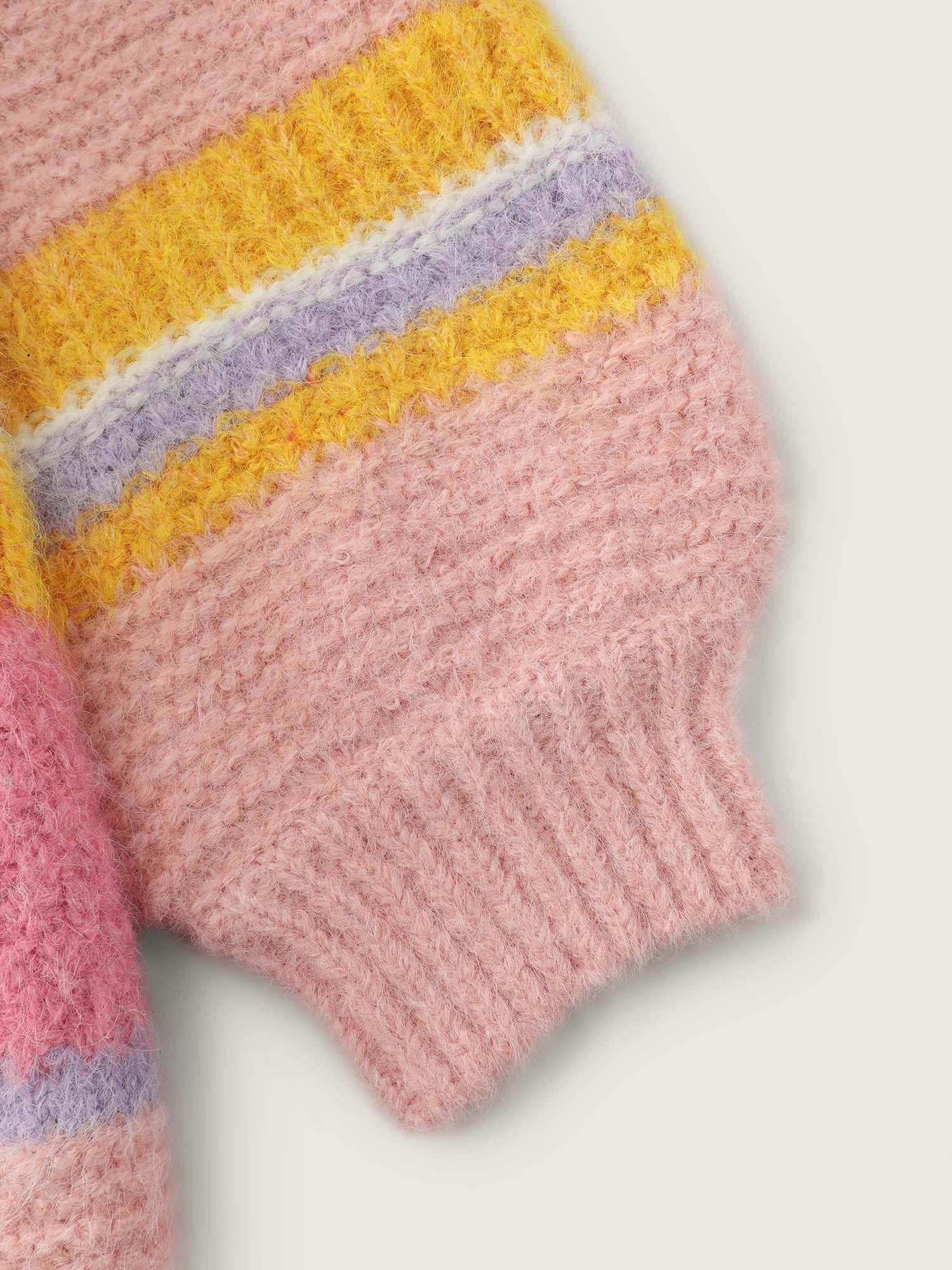 Colorblock Textured Ribbed Hem Pullover