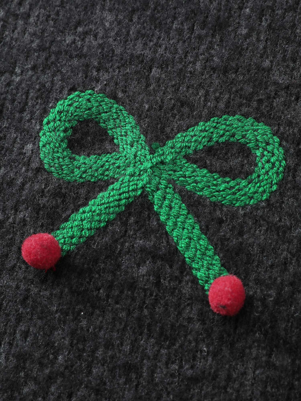 Cherry Cord Embroidery Textured Sweatshirt