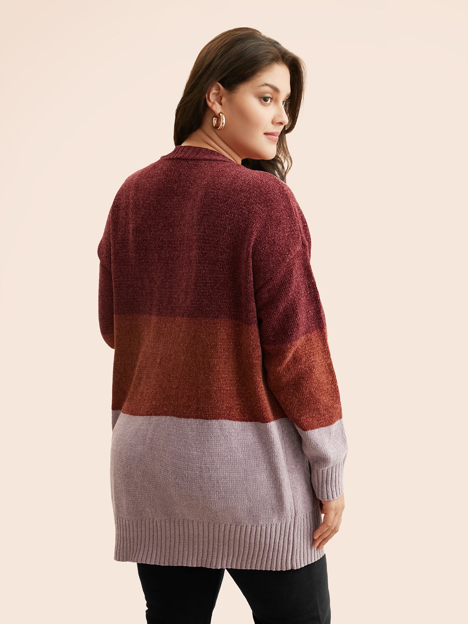 Colorblock Contrast Patch Pocket Cardigan