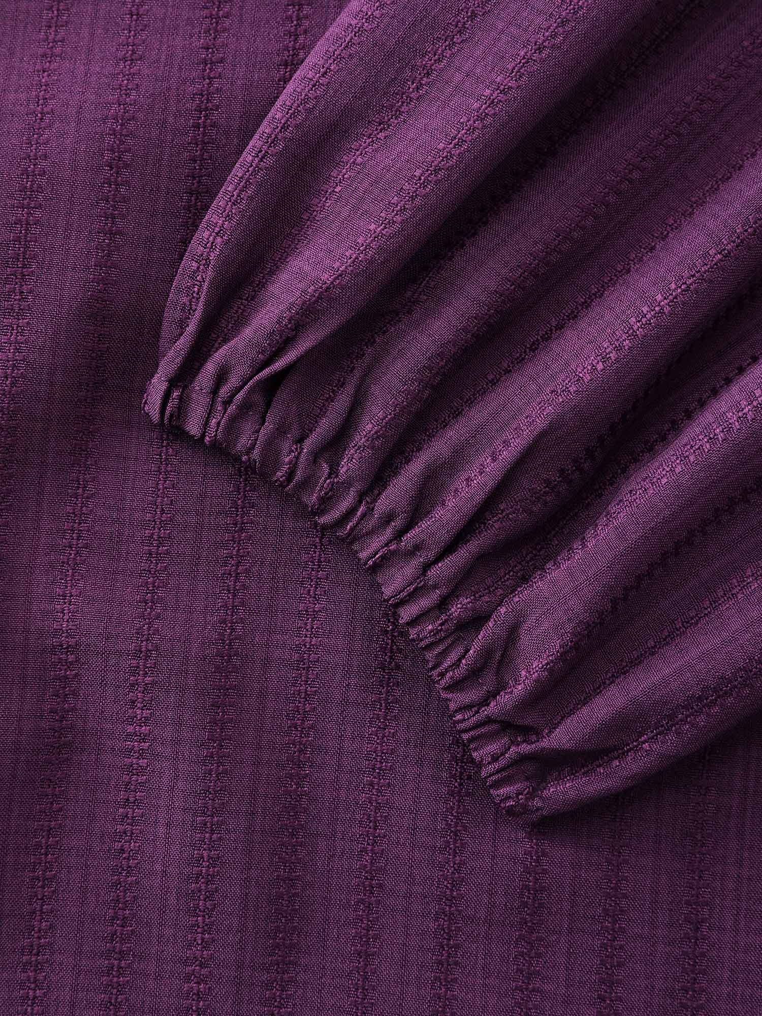 Textured Waist-Tie V-Neck Blouse