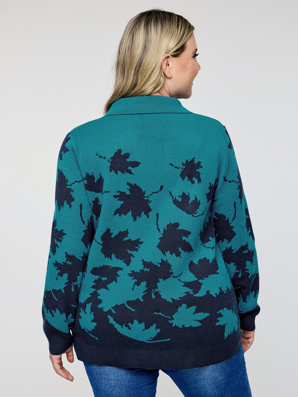 Crisp Fall Leaf Polo Neck Pullover