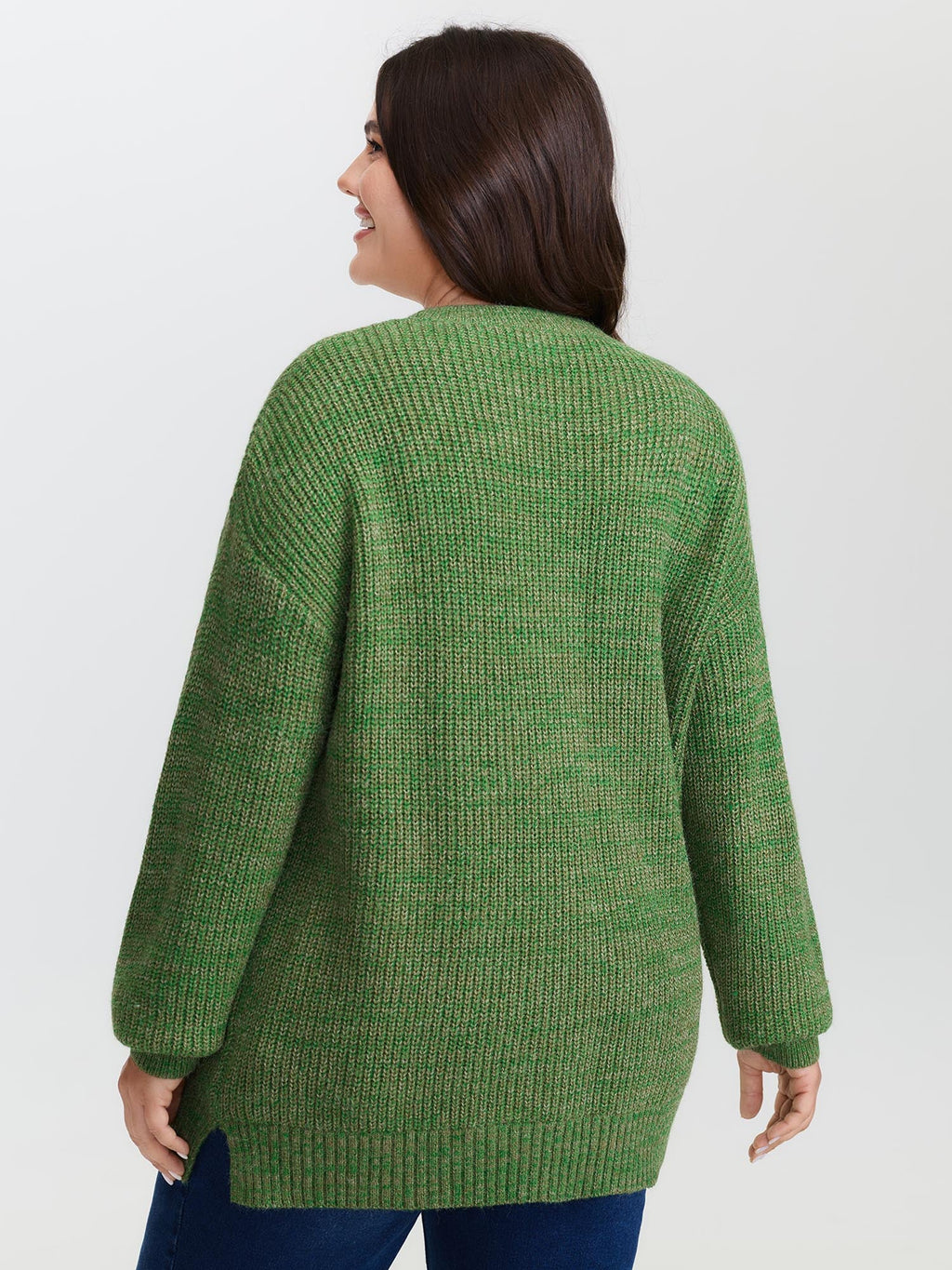 Color Blend Yarn Textured Pullover