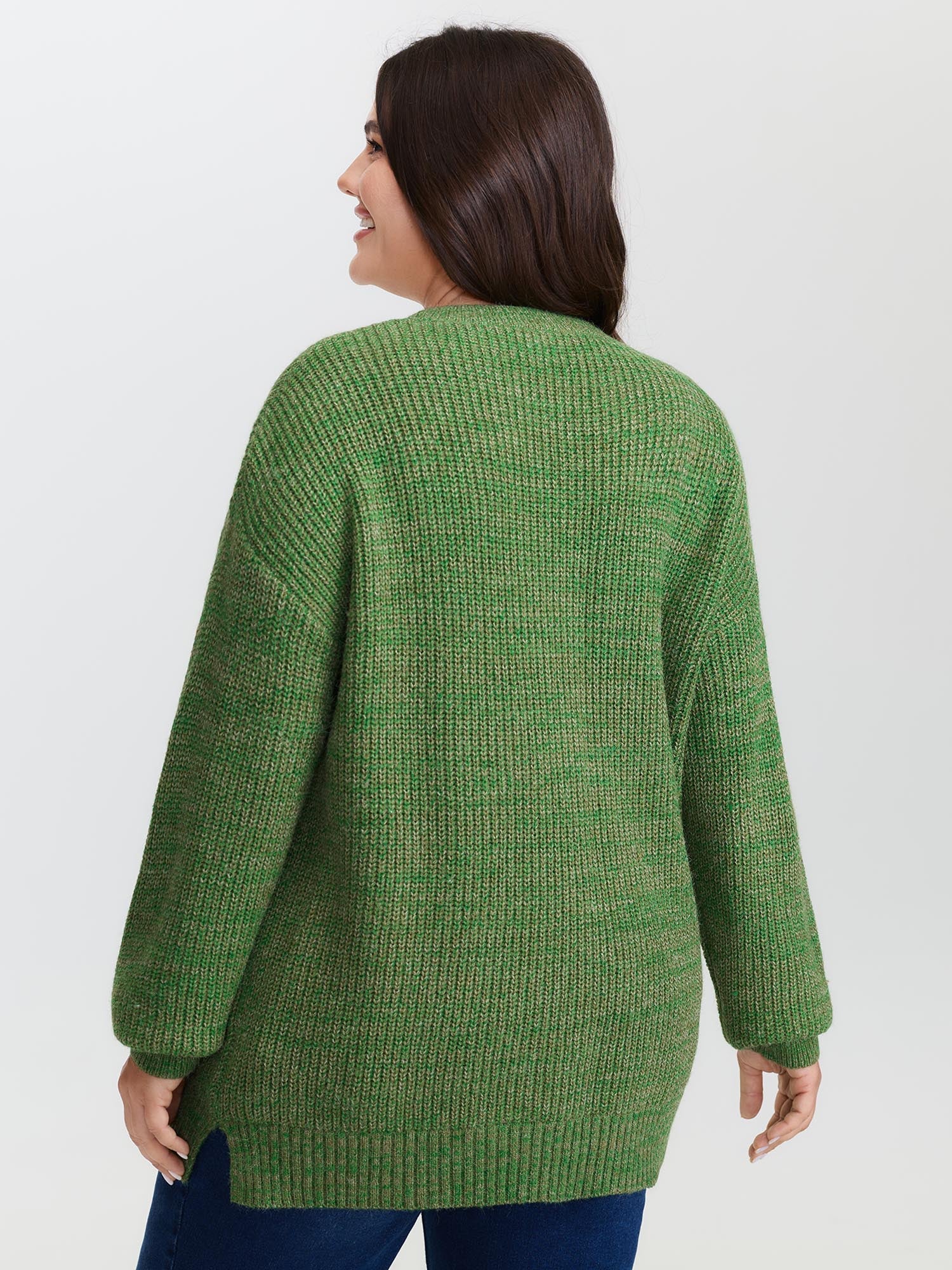 Color Blend Yarn Textured Pullover