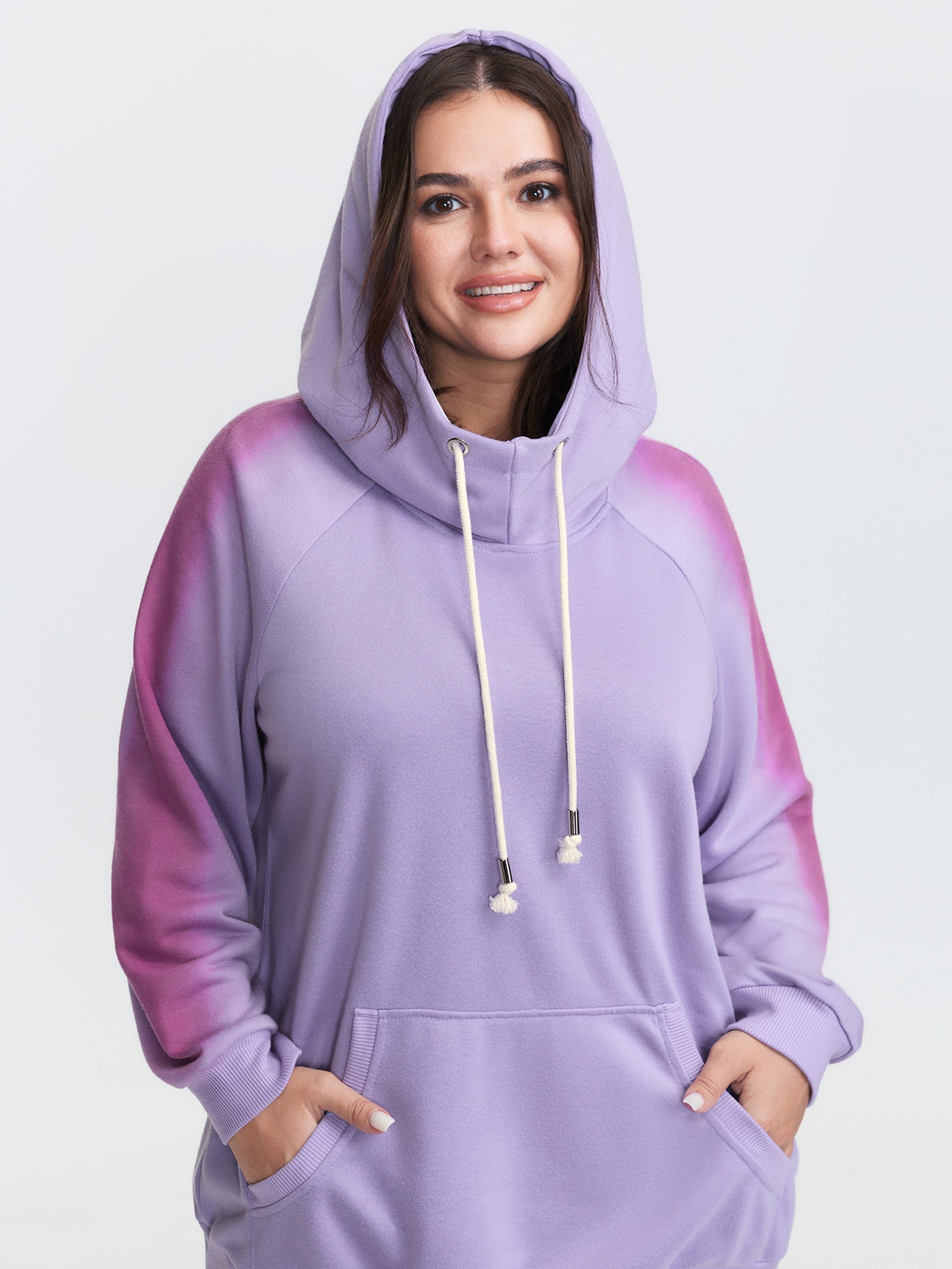 Color Contrast Drawstring Hoodie