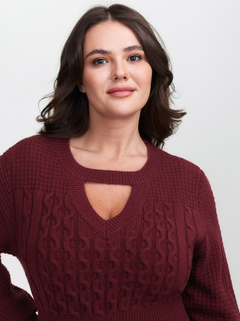 Cable Knit Textured Cut-Out Sweater Dress