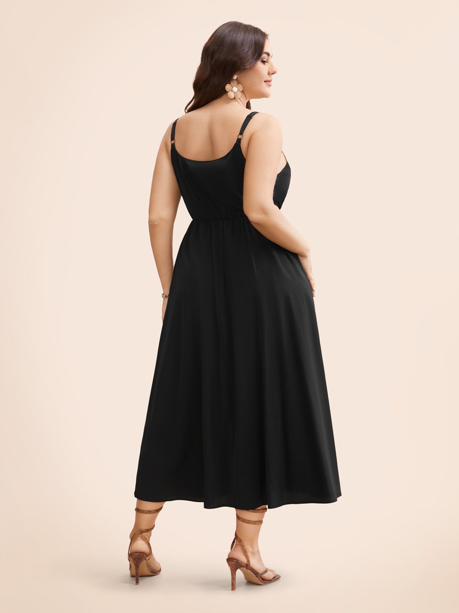 Bead Detail Overlap Collar Cami Dress