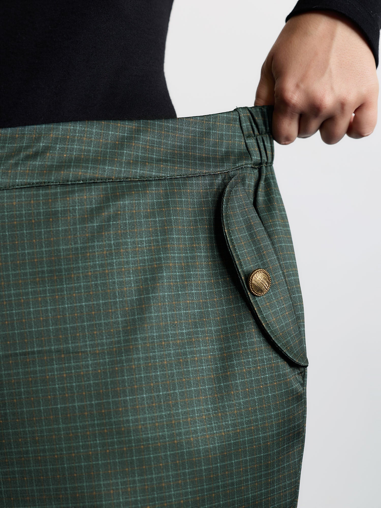 Checkered Buckles Straight-Leg Pants